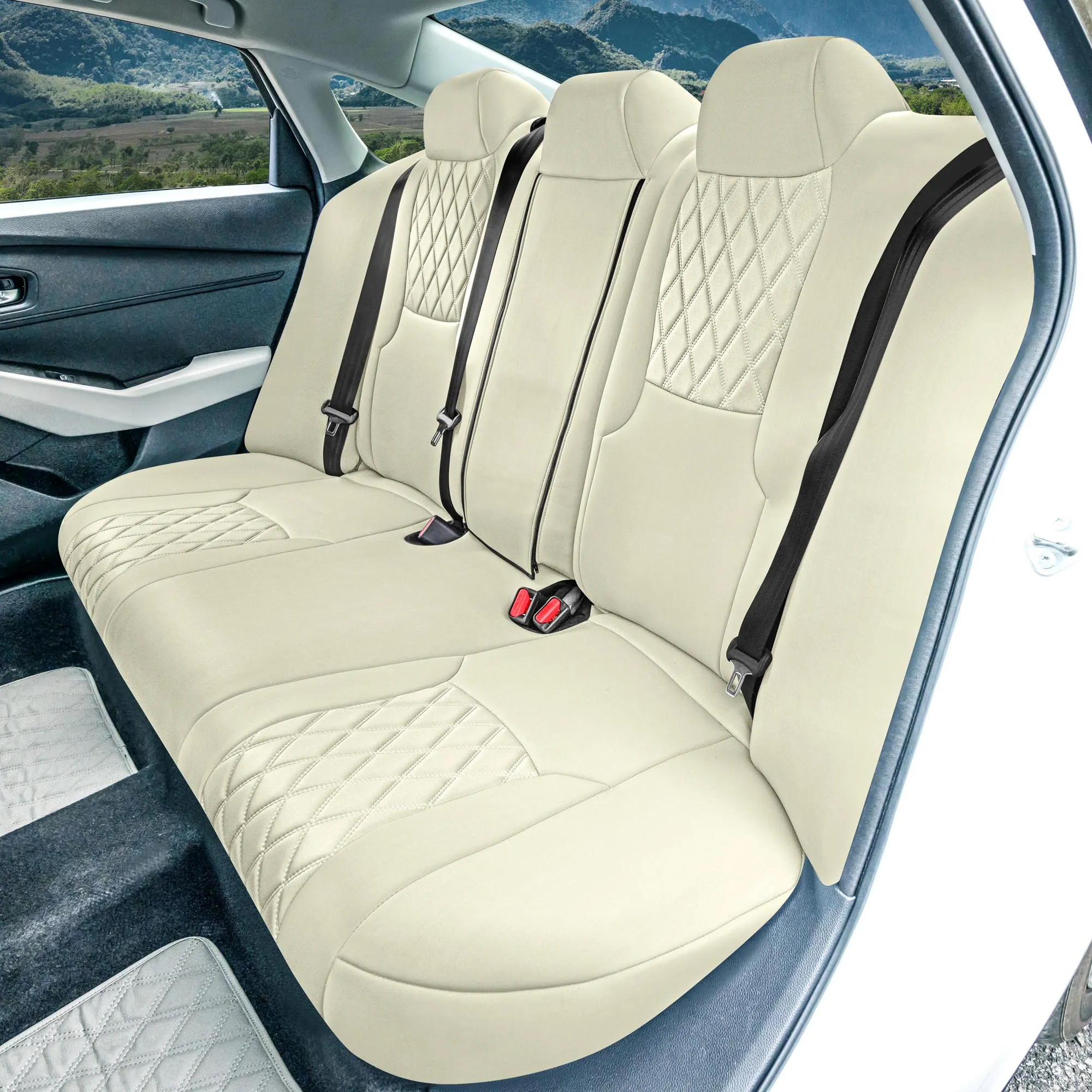 Honda Accord Sport | Sport SE | E X | EX-L | Touring 2023-2024 - Rear Set Seat Covers (Split Bench) - Solid Beige Ultraflex Neoprene