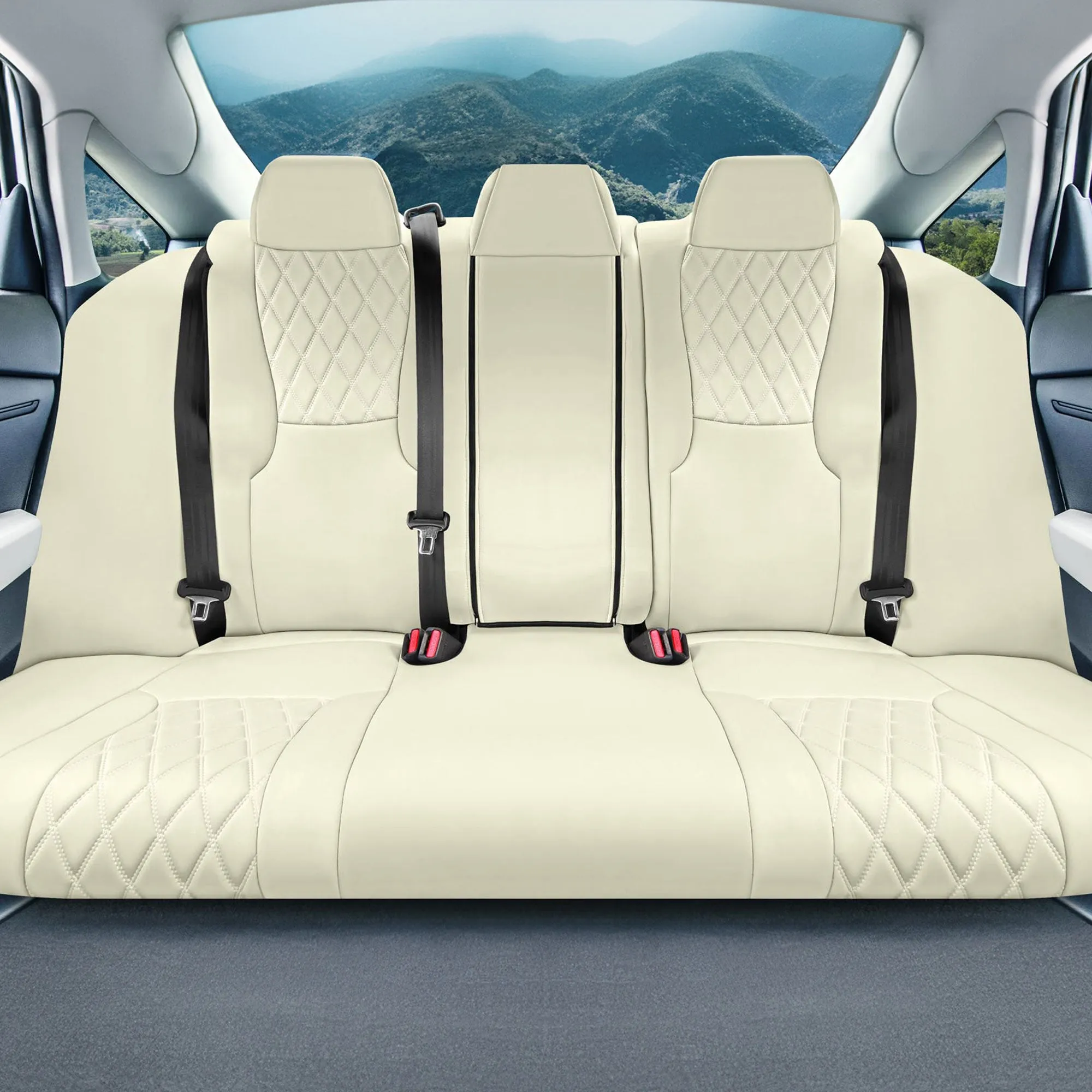 Honda Accord Sport | Sport SE | E X | EX-L | Touring 2023-2024 - Rear Set Seat Covers (Split Bench) - Solid Beige Ultraflex Neoprene