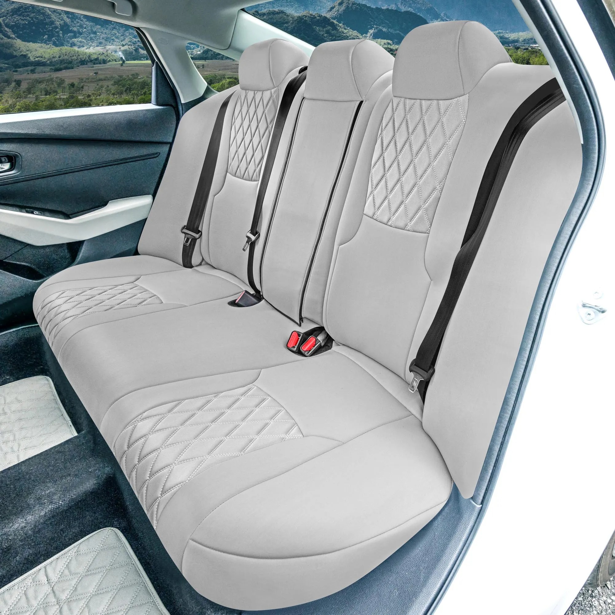 Honda Accord Sport | Sport SE | E X | EX-L | Touring 2023-2024 - Rear Set Seat Covers (Split Bench) - Solid Gray Ultraflex Neoprene