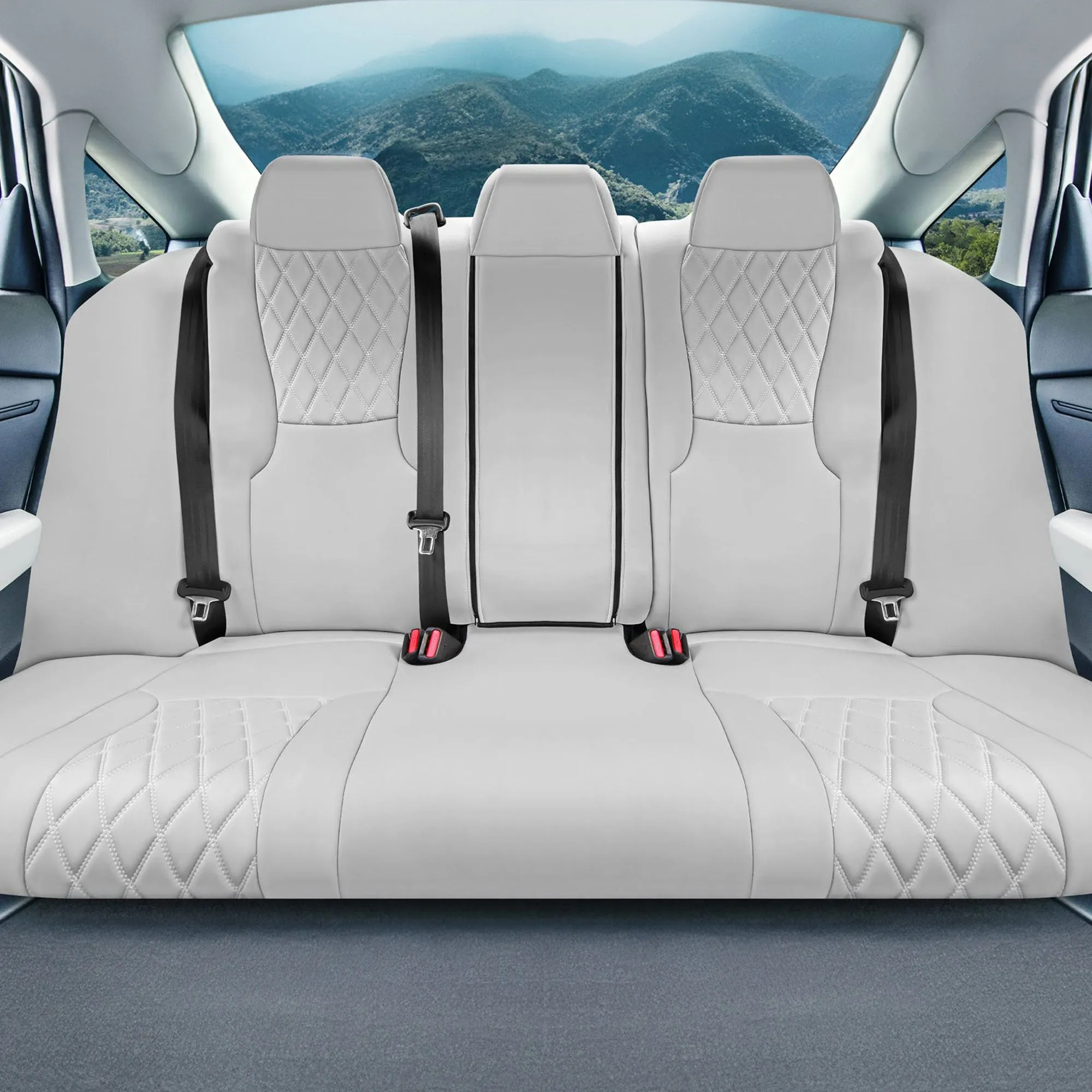 Honda Accord Sport | Sport SE | E X | EX-L | Touring 2023-2024 - Rear Set Seat Covers (Split Bench) - Solid Gray Ultraflex Neoprene