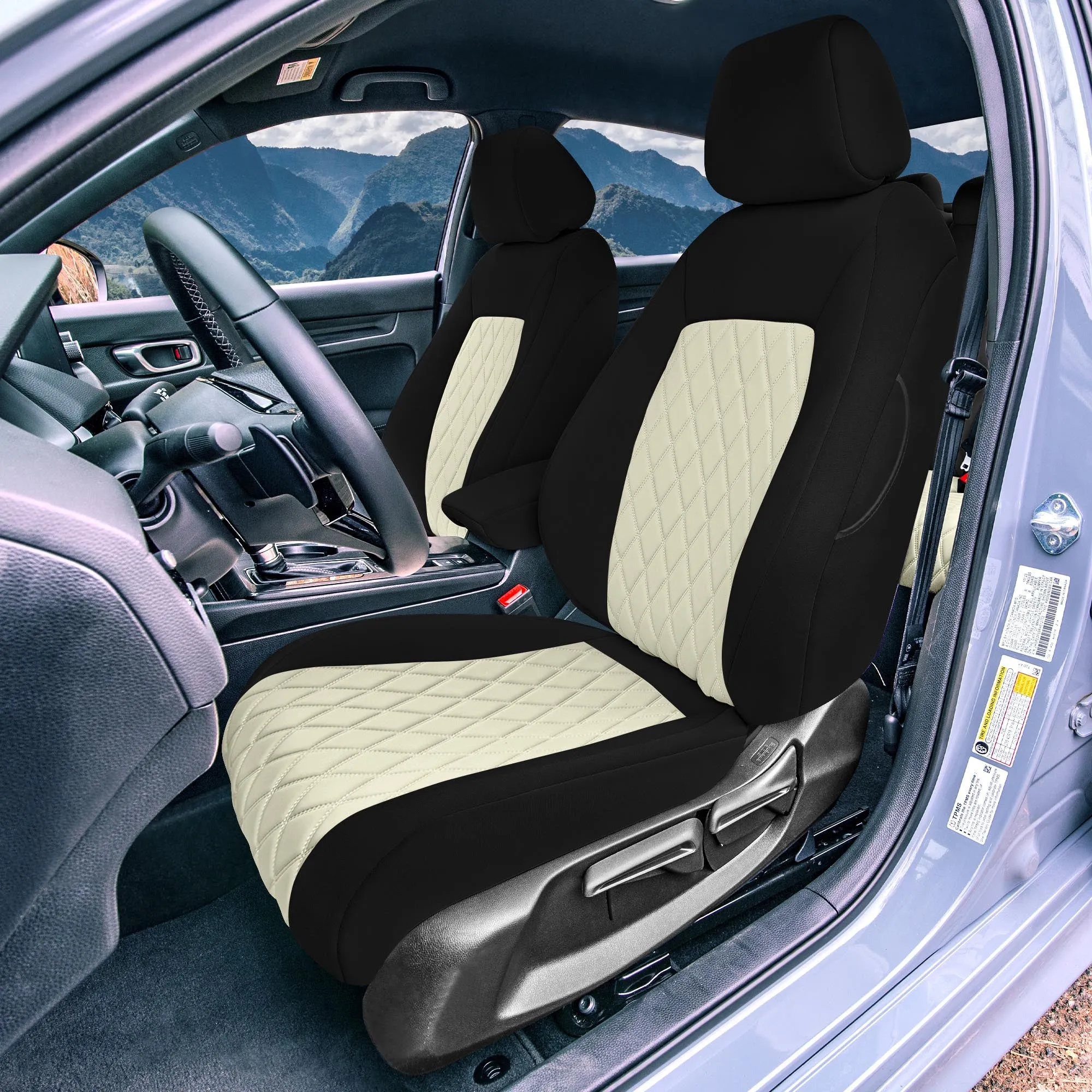 Honda Civic 2016 - 2025 Front Set Seat Covers - Beige Ultraflex Neoprene