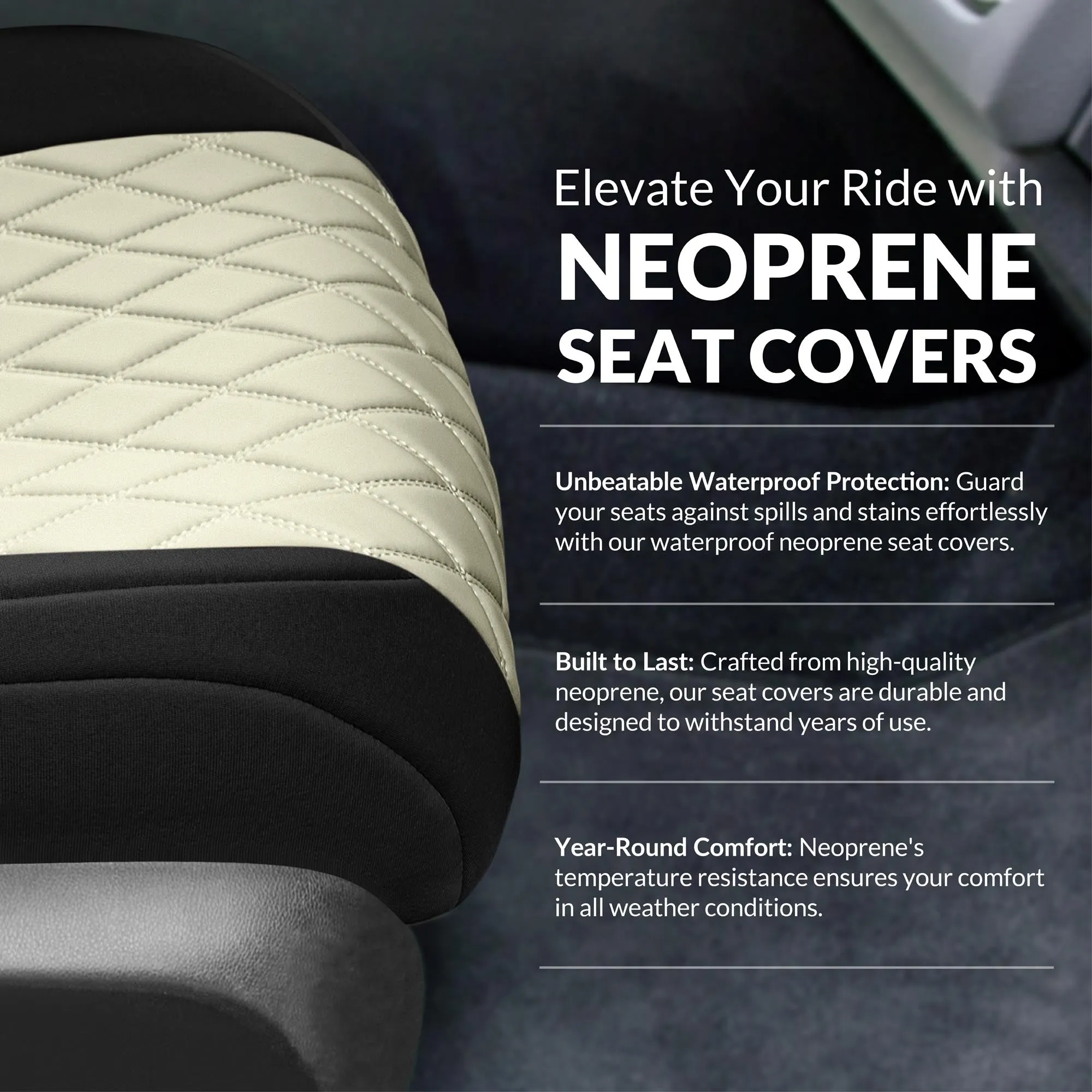 Honda Civic 2016 - 2025 Front Set Seat Covers - Beige Ultraflex Neoprene