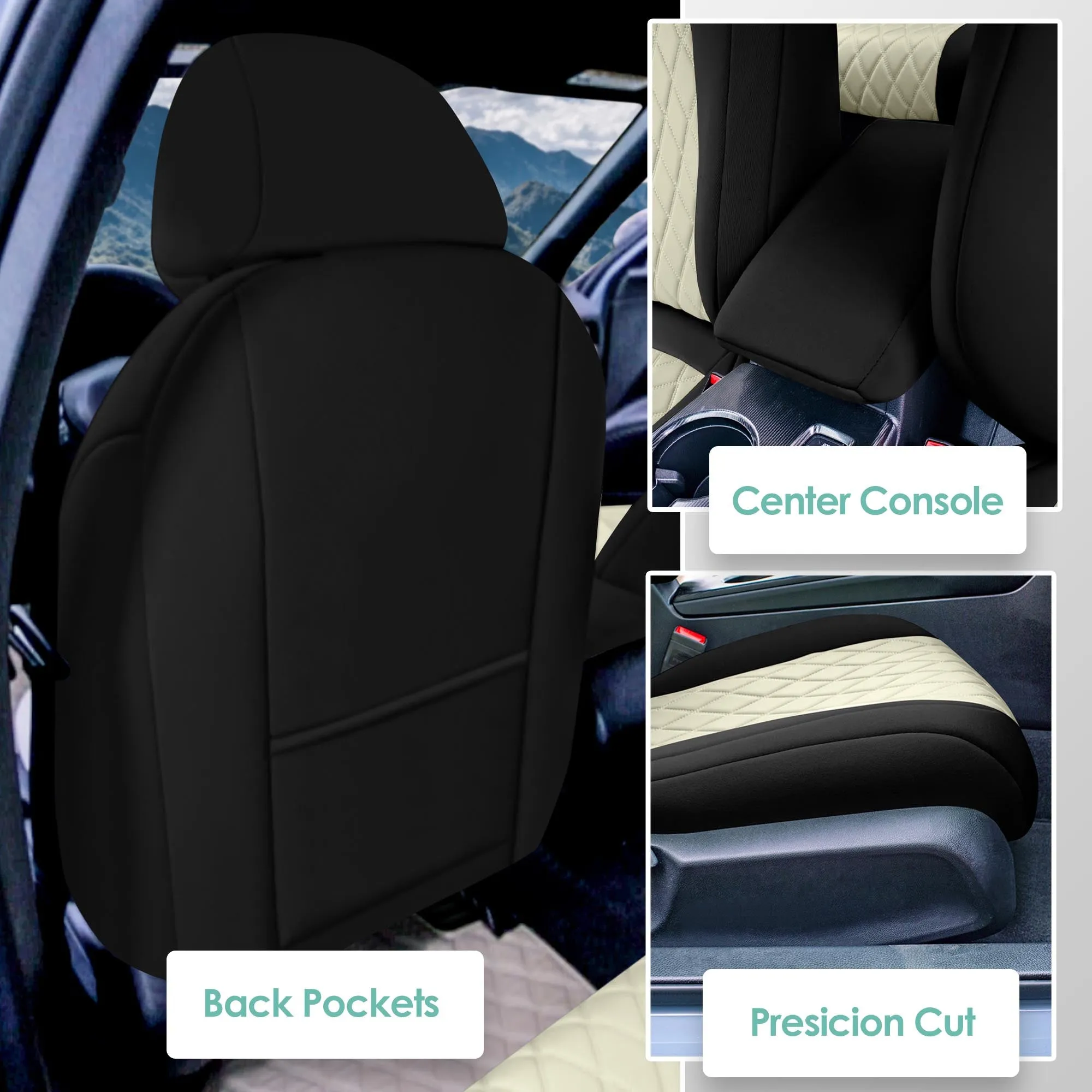 Honda Civic 2016 - 2025 Front Set Seat Covers - Beige Ultraflex Neoprene