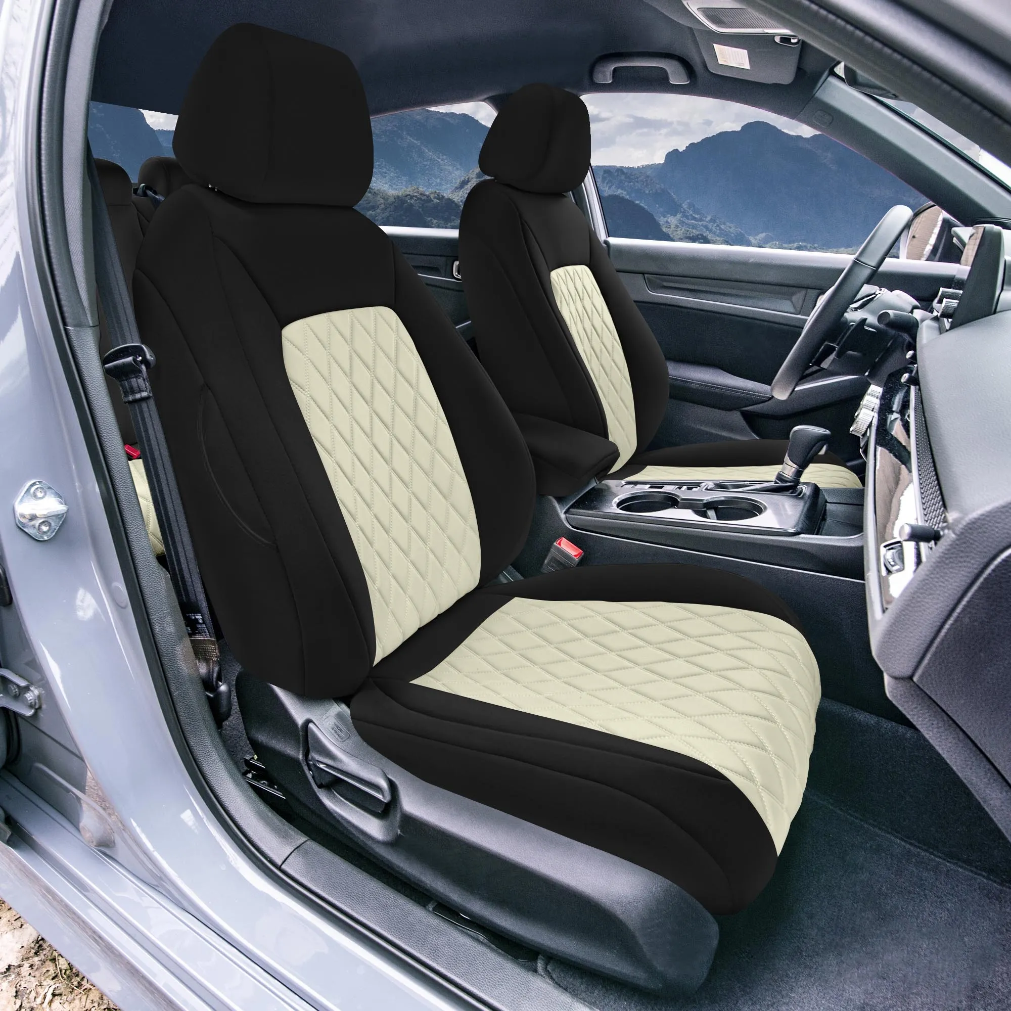 Honda Civic 2016 - 2025 Front Set Seat Covers - Beige Ultraflex Neoprene