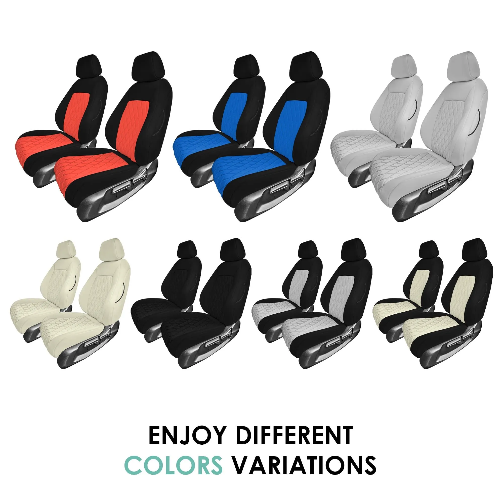 Honda Civic 2016 - 2025 Front Set Seat Covers - Black Ultraflex Neoprene