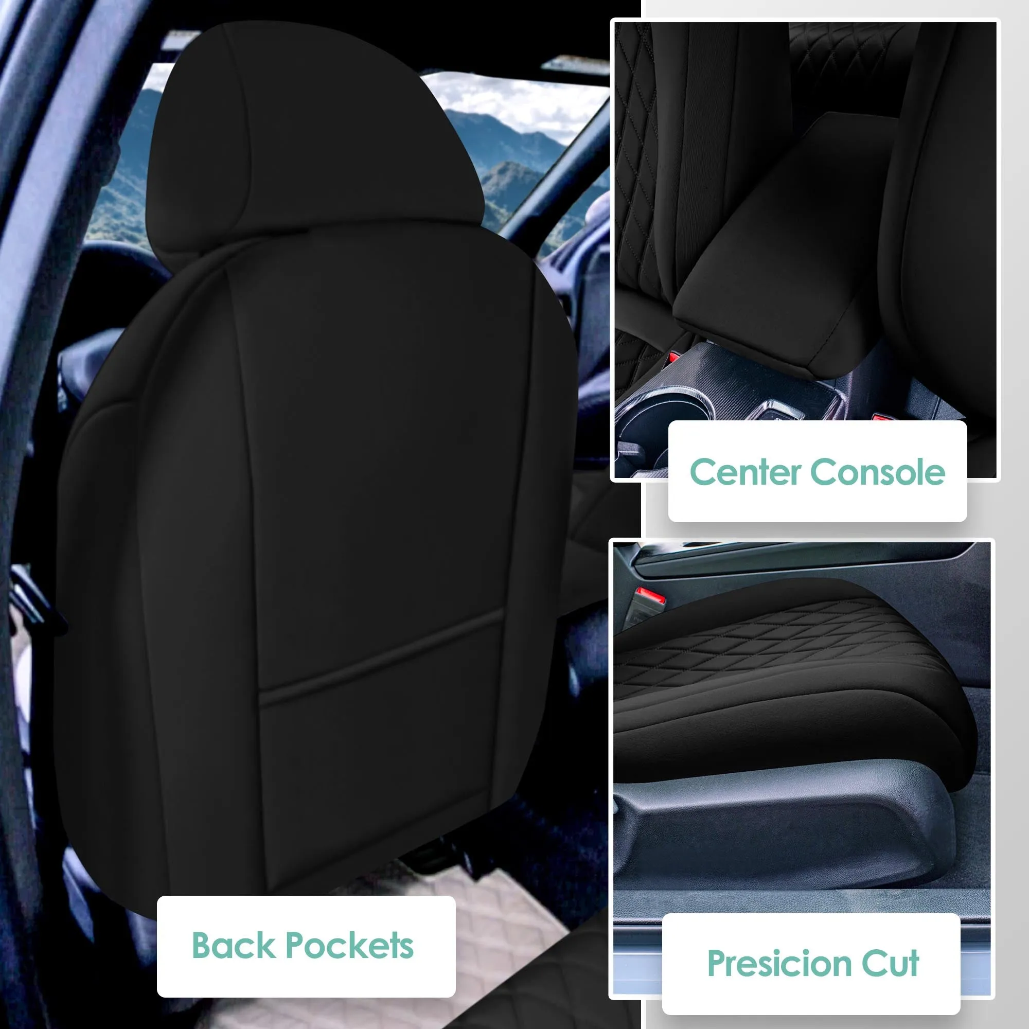 Honda Civic 2016 - 2025 Front Set Seat Covers - Black Ultraflex Neoprene