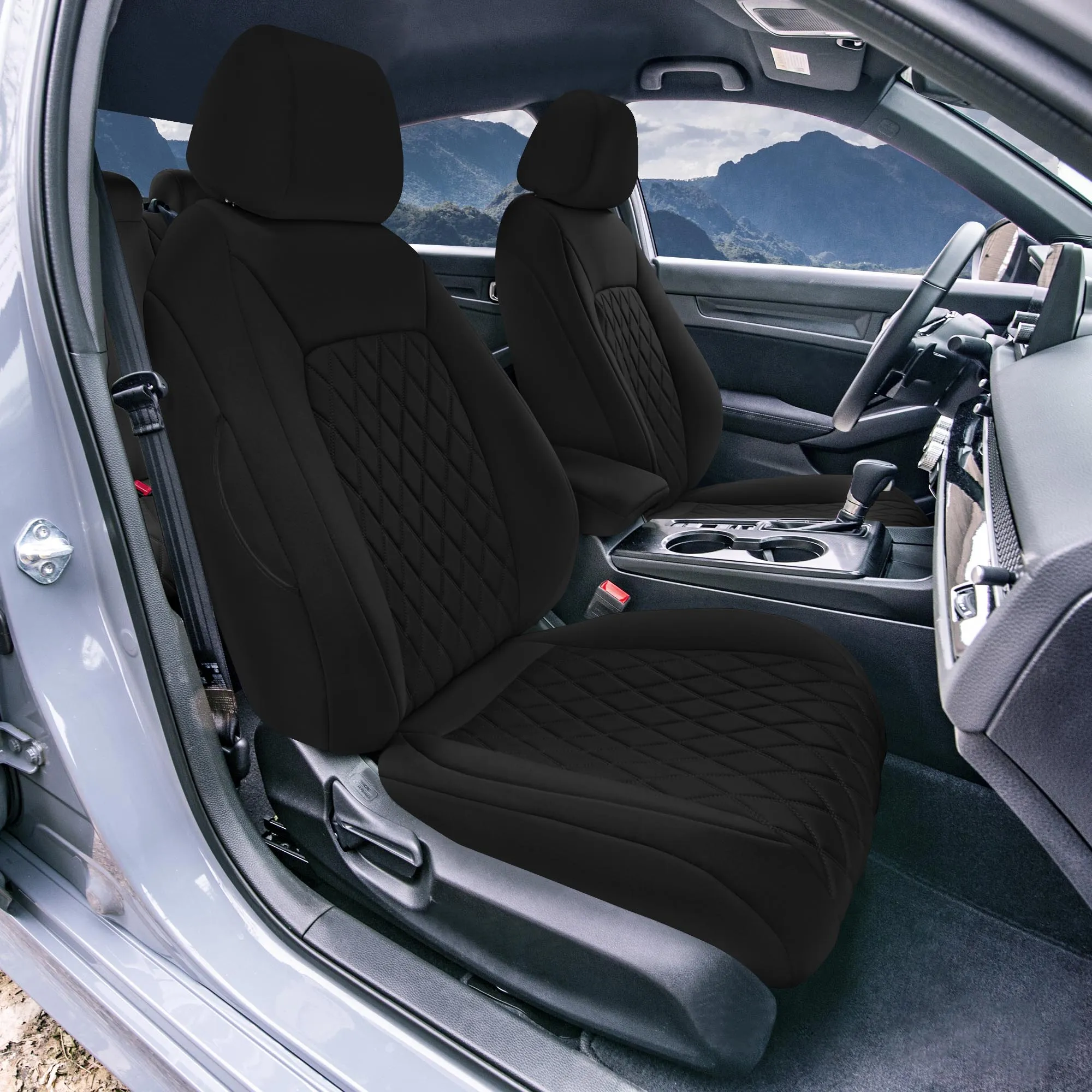 Honda Civic 2016 - 2025 Front Set Seat Covers - Black Ultraflex Neoprene