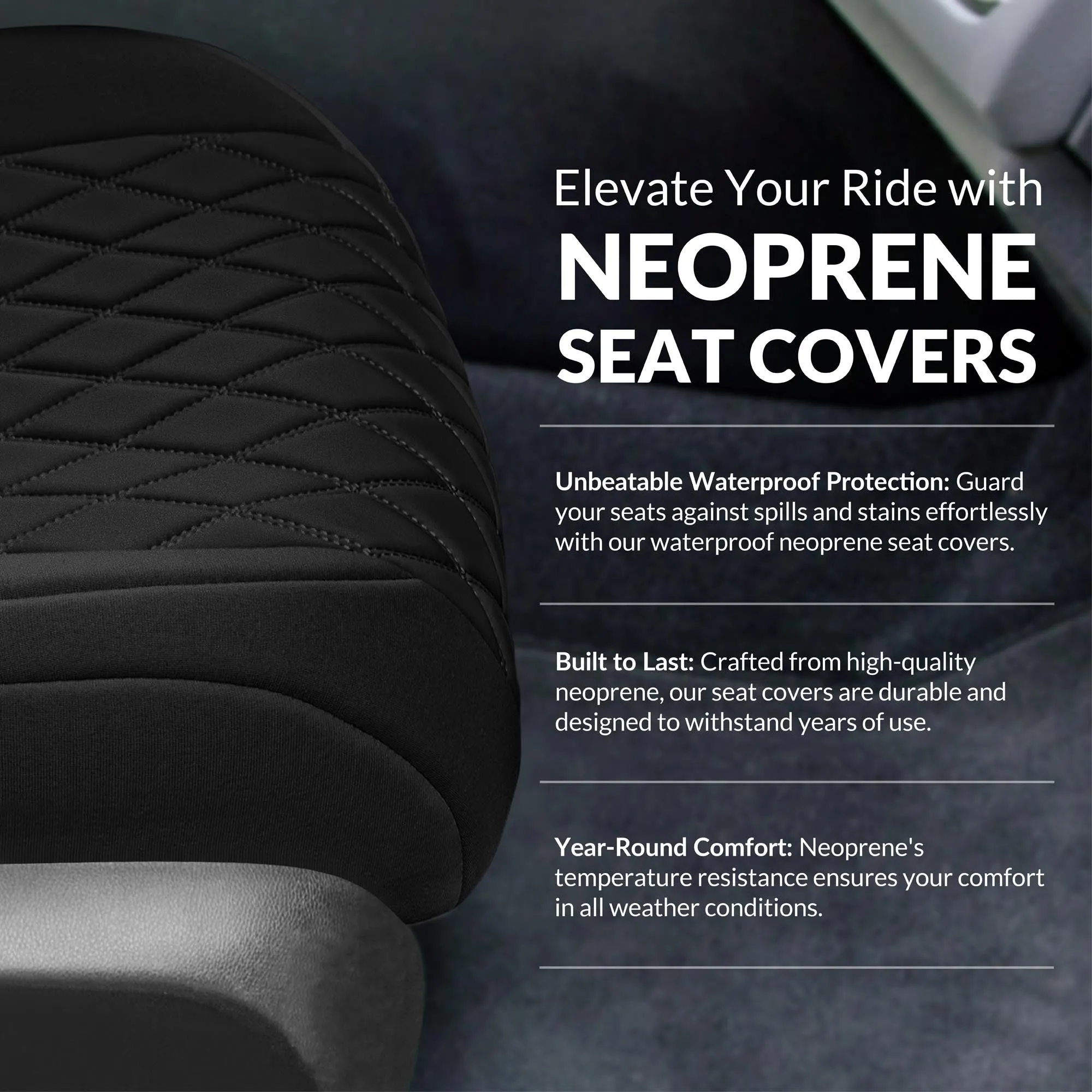 Honda Civic 2016 - 2025 Front Set Seat Covers - Black Ultraflex Neoprene