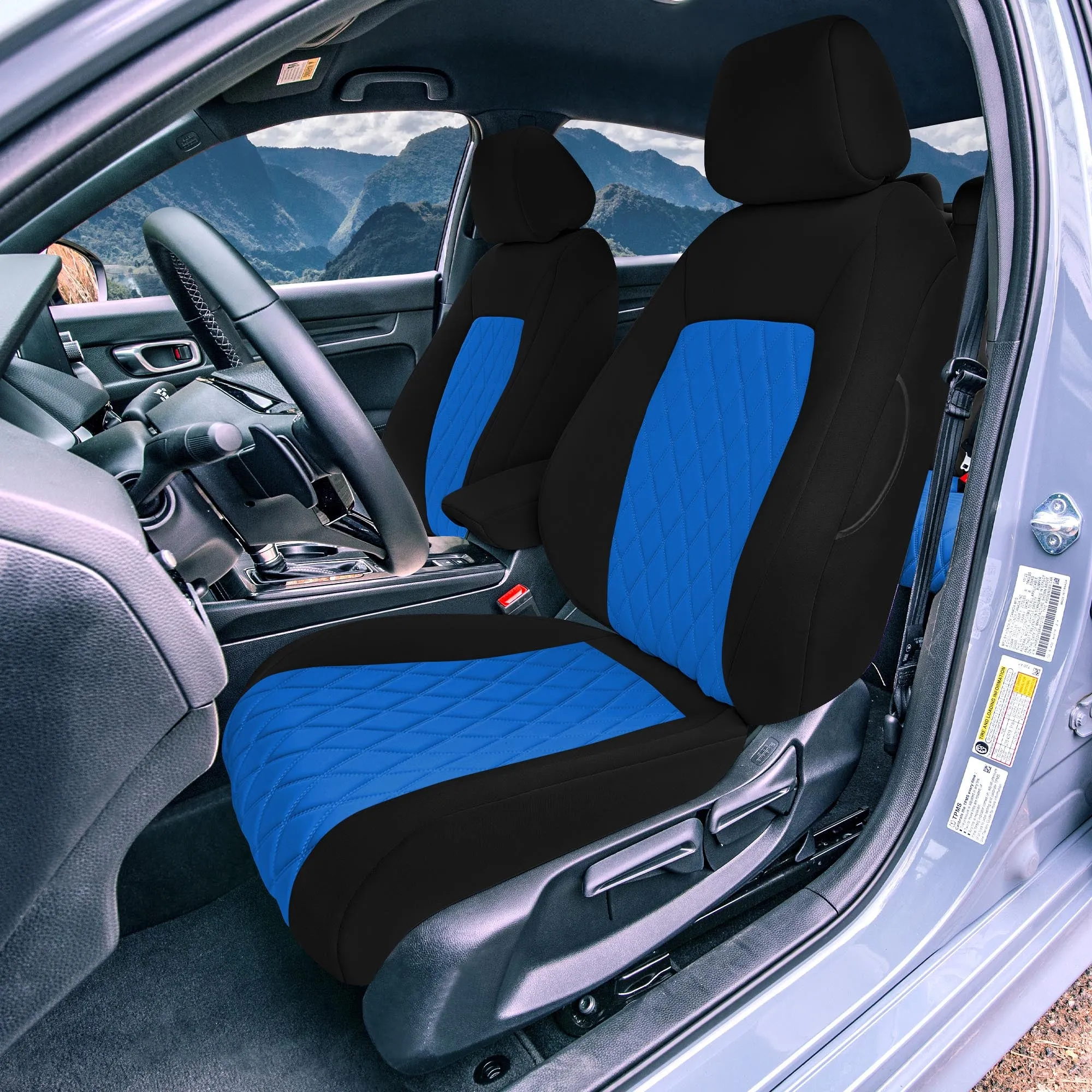 Honda Civic 2016 - 2025 Front Set Seat Covers - Blue Ultraflex Neoprene