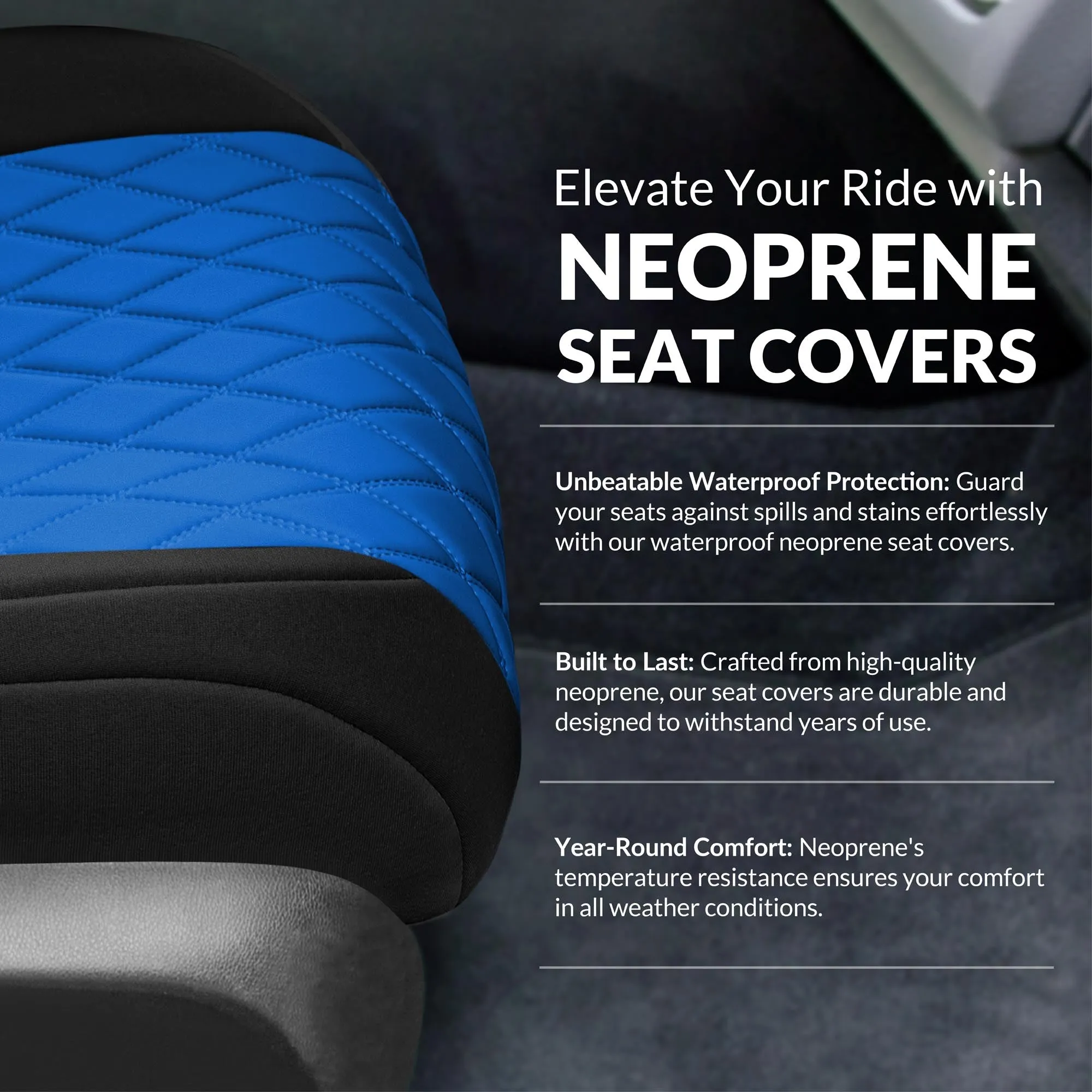 Honda Civic 2016 - 2025 Front Set Seat Covers - Blue Ultraflex Neoprene