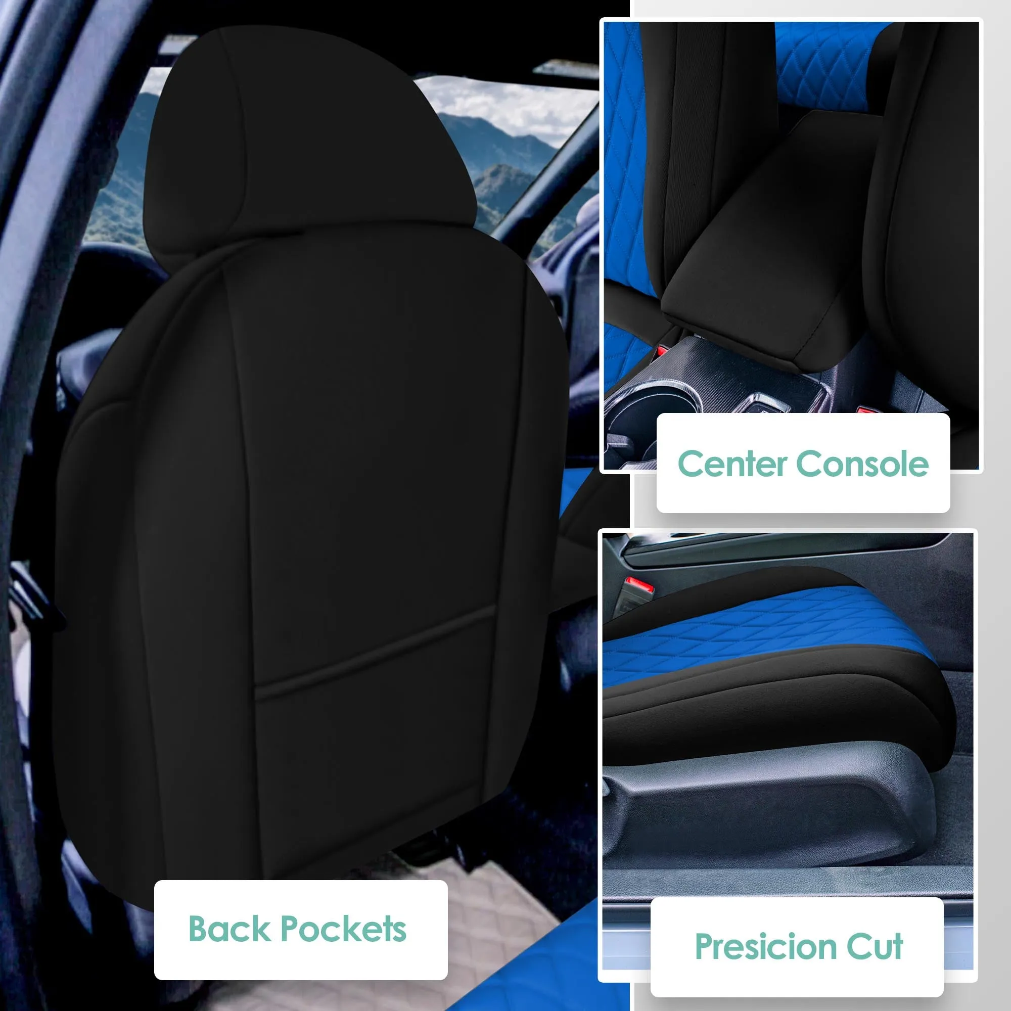 Honda Civic 2016 - 2025 Front Set Seat Covers - Blue Ultraflex Neoprene