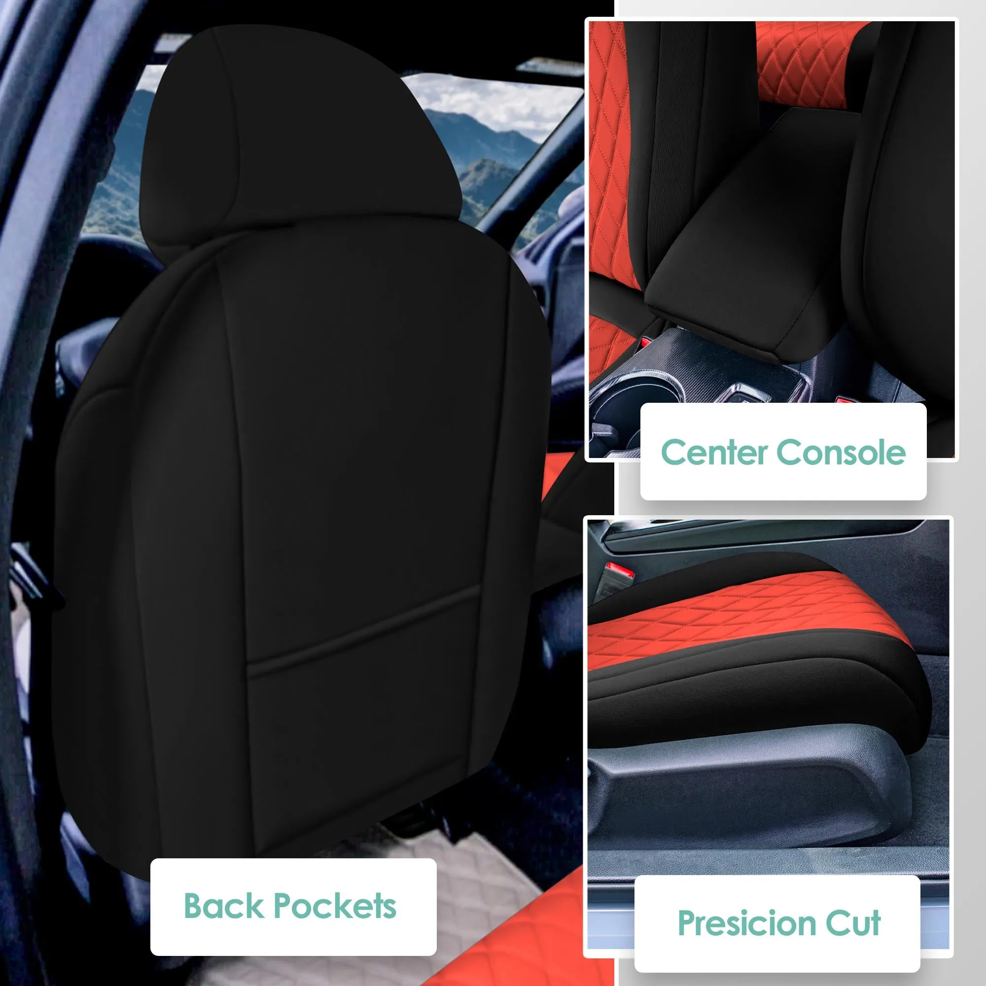 Honda Civic 2016 - 2025 Front Set Seat Covers - Red Ultraflex Neoprene