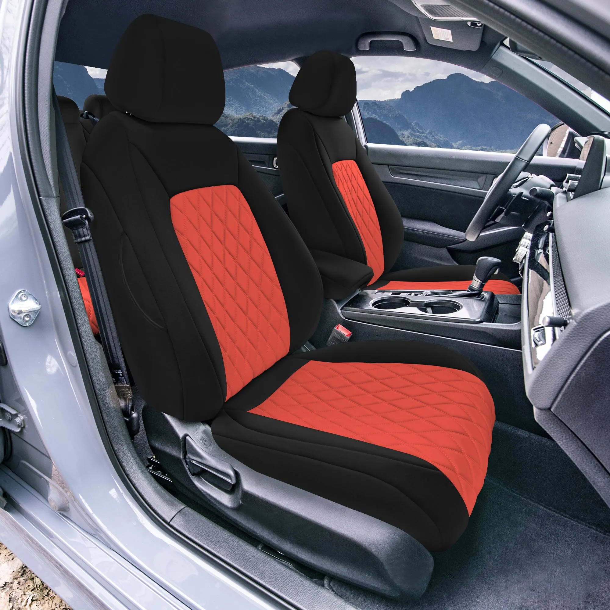 Honda Civic 2016 - 2025 Front Set Seat Covers - Red Ultraflex Neoprene