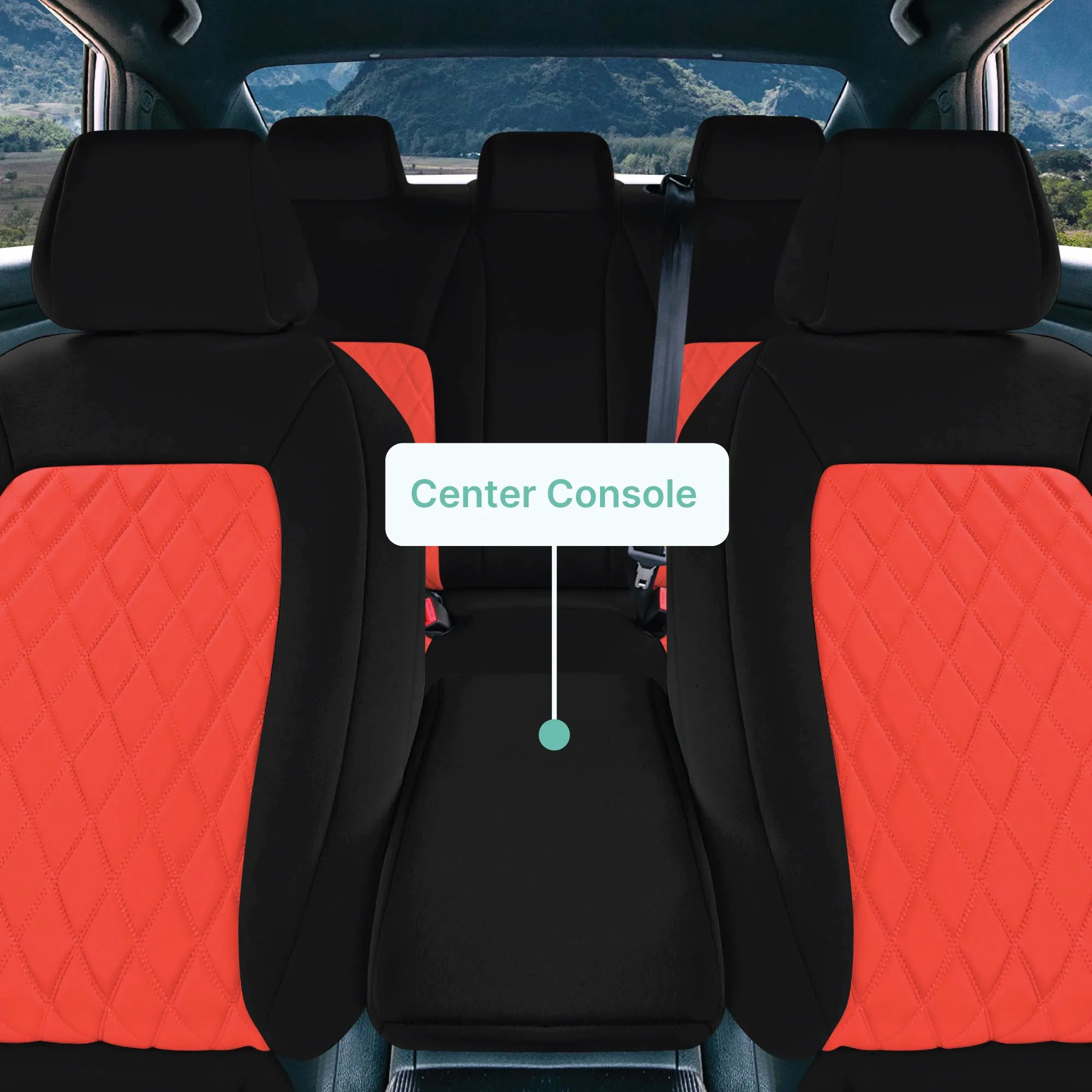 Honda Civic 2016 - 2025 Sedan Full Set Seat Covers (Solid Rear) - Red Ultraflex Neoprene