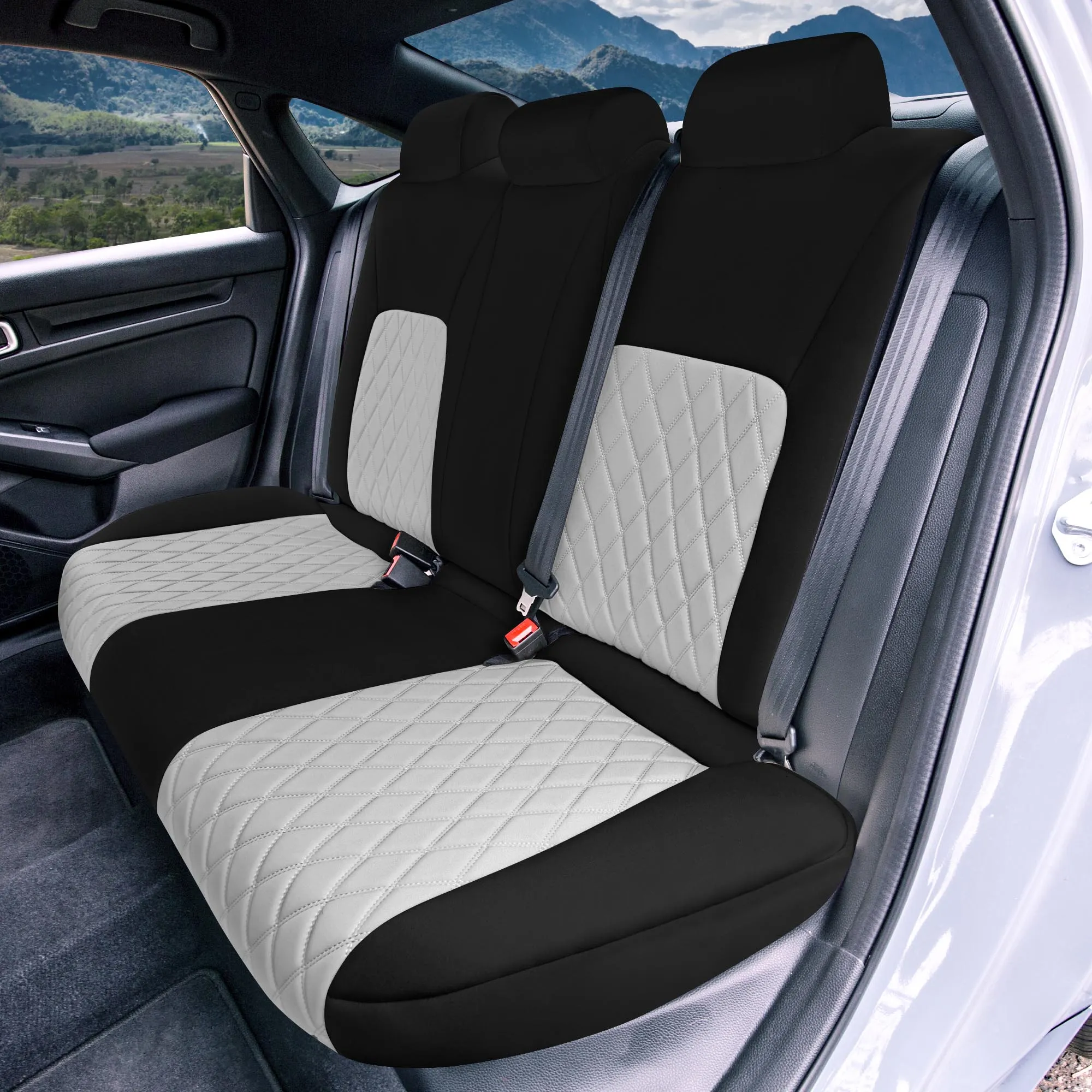 Honda Civic 2016 - 2025 Sedan Full Set Seat Covers (Split Rear) - Gray Ultraflex Neoprene