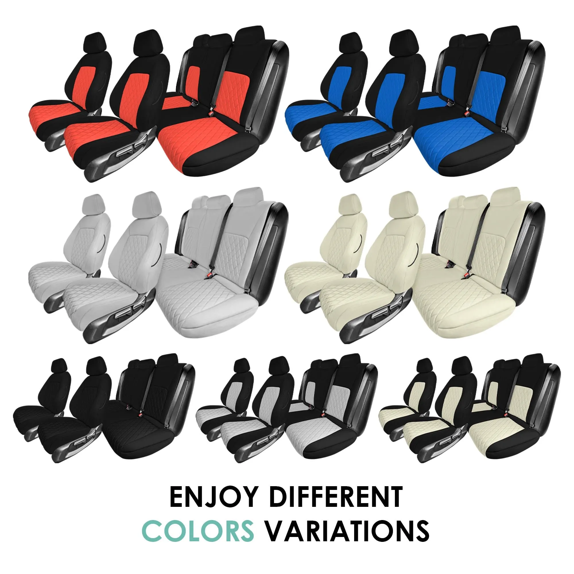 Honda Civic 2016 - 2025 Sedan Full Set Seat Covers (Split Rear) - Gray Ultraflex Neoprene