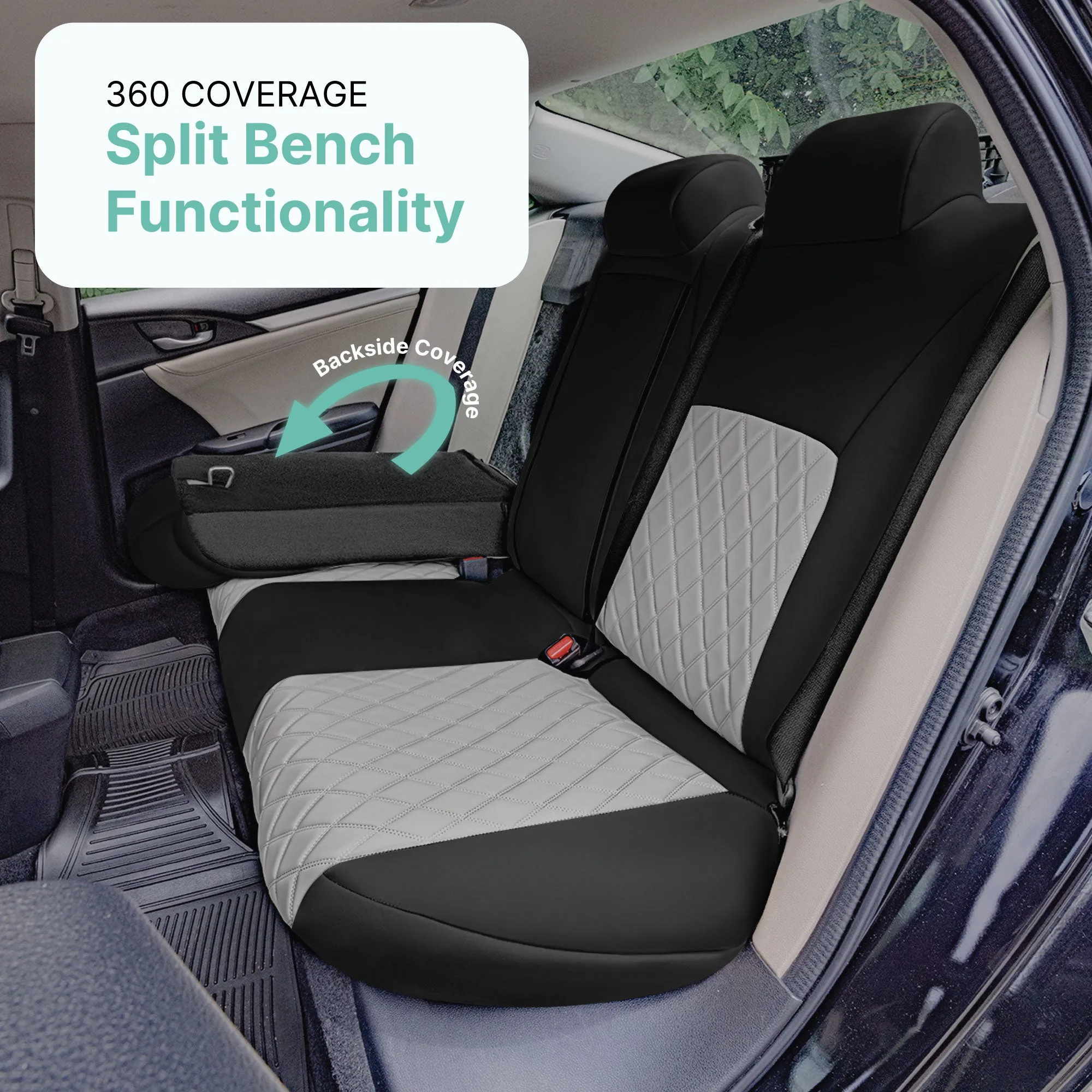 Honda Civic 2016 - 2025 Sedan Full Set Seat Covers (Split Rear) - Gray Ultraflex Neoprene