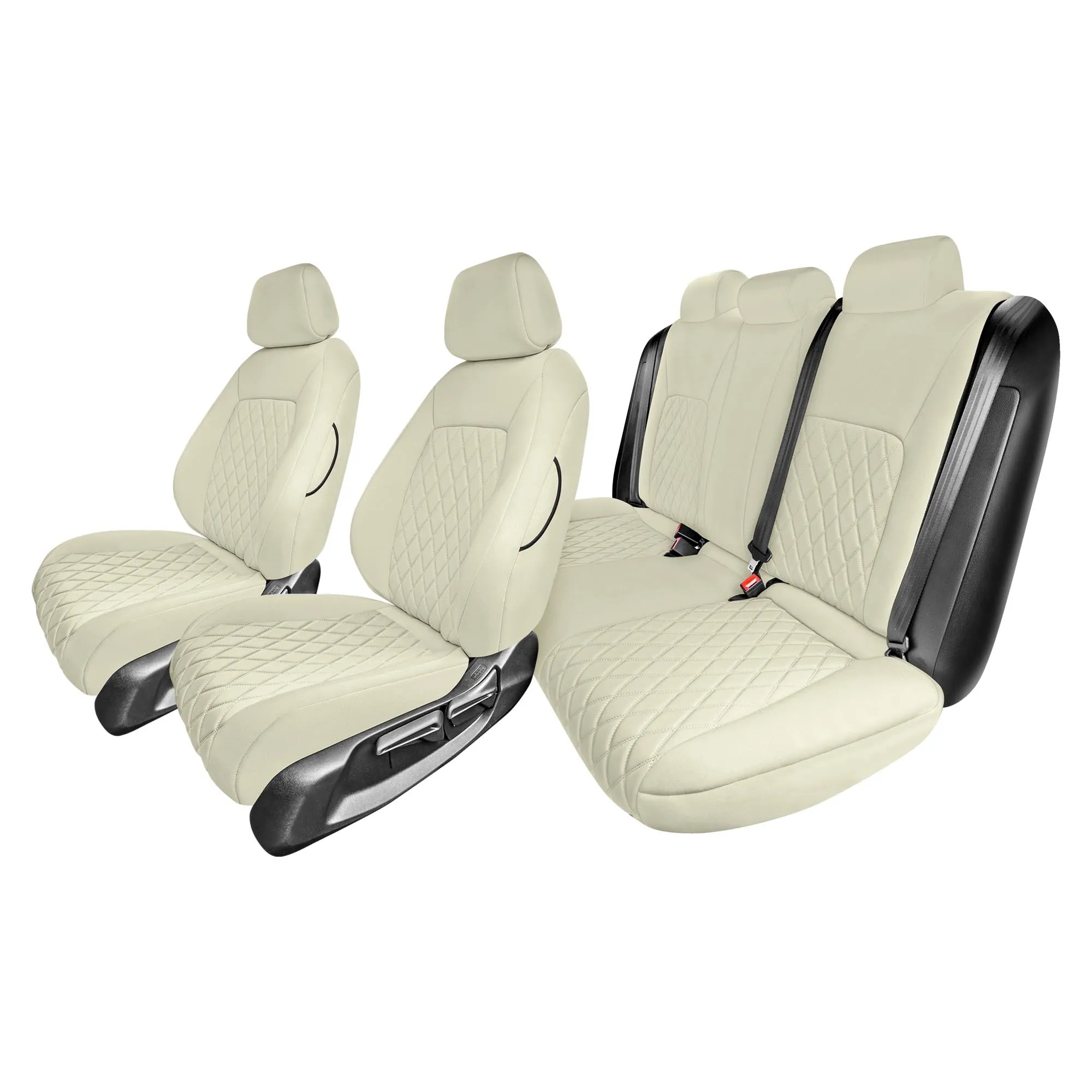 Honda Civic 2016 - 2025 Sedan Full Set Seat Covers (Split Rear) - Solid Beige Ultraflex Neoprene