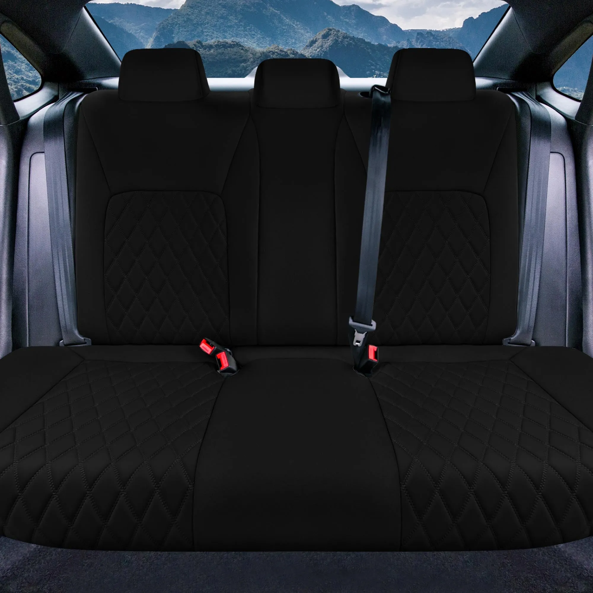 Honda Civic 2016 - 2025 Sedan Solid Rear Set Seat Covers - Black Ultraflex Neoprene