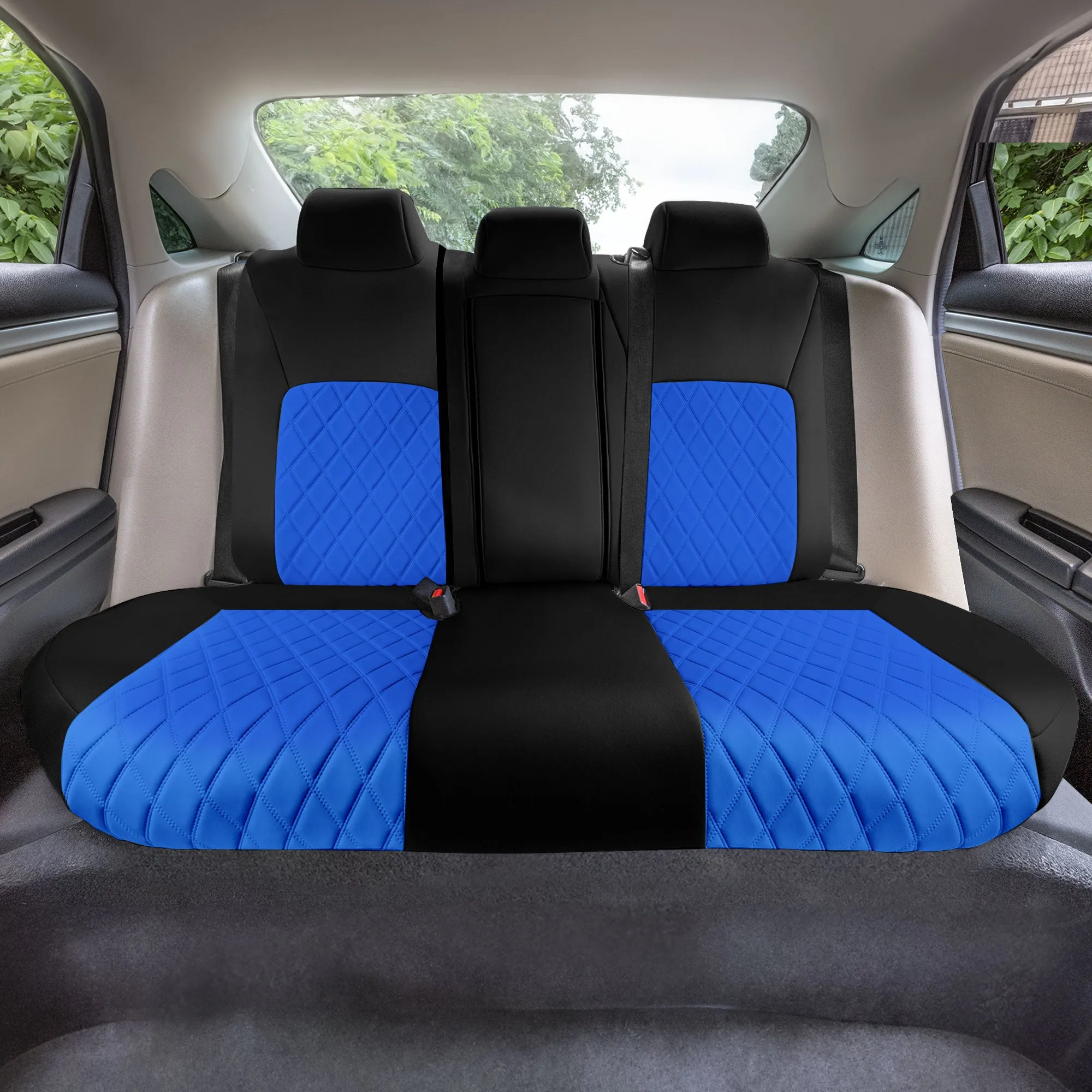 Honda Civic 2016 - 2025 Sedan Split Rear Set Seat Covers - Blue Ultraflex Neoprene