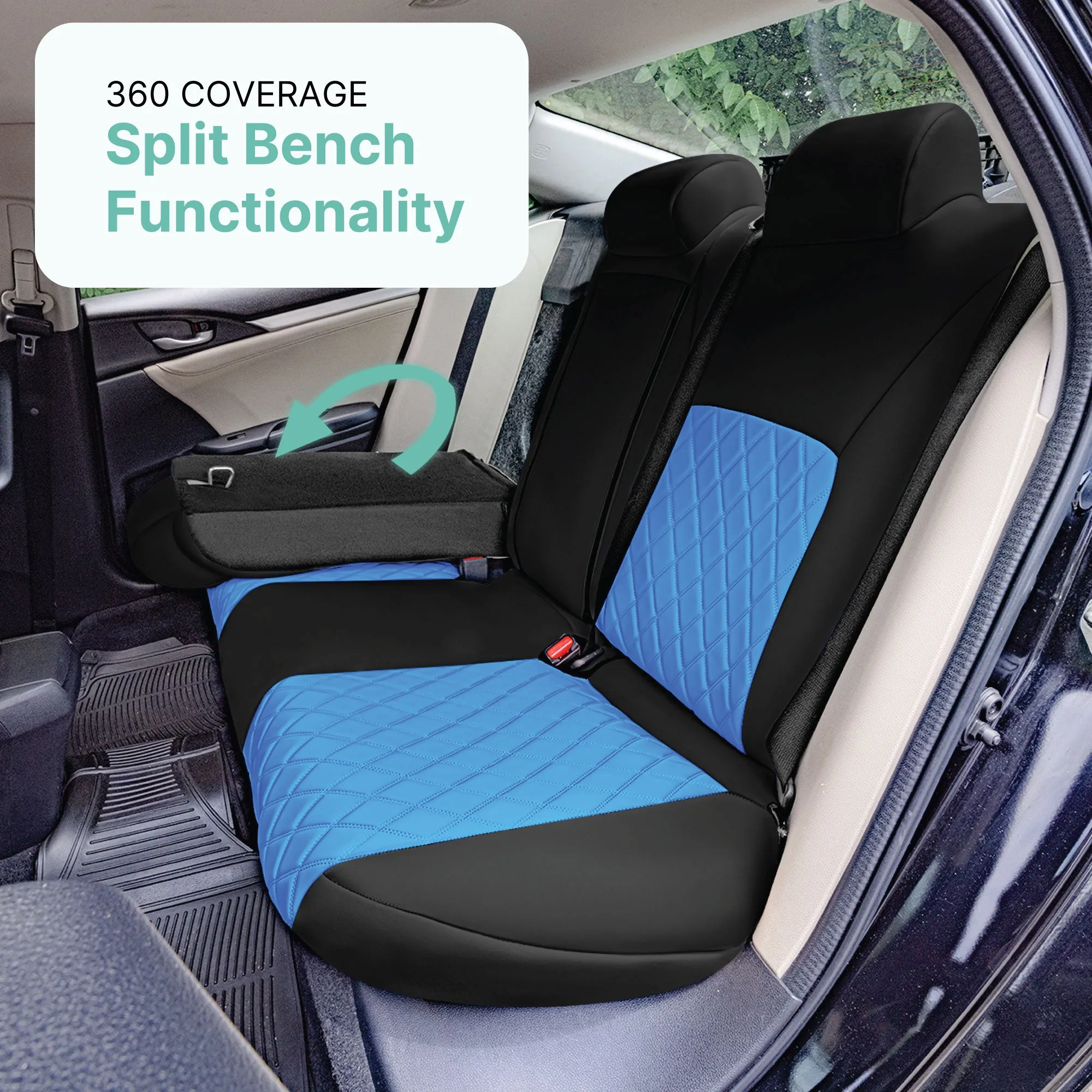 Honda Civic 2016 - 2025 Sedan Split Rear Set Seat Covers - Blue Ultraflex Neoprene