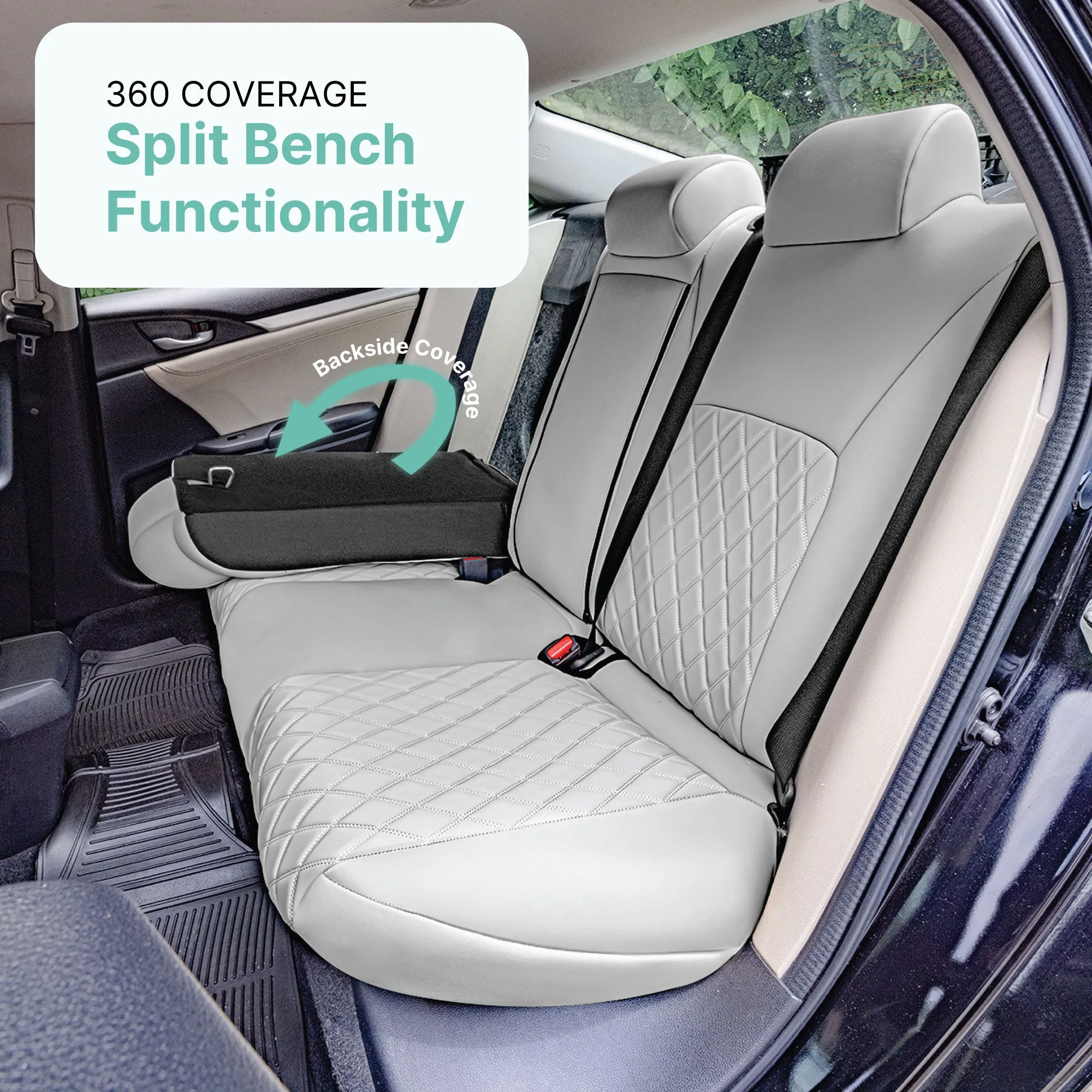 Honda Civic 2016 - 2025 Sedan Split Rear Set Seat Covers - Solid Gray Ultraflex Neoprene