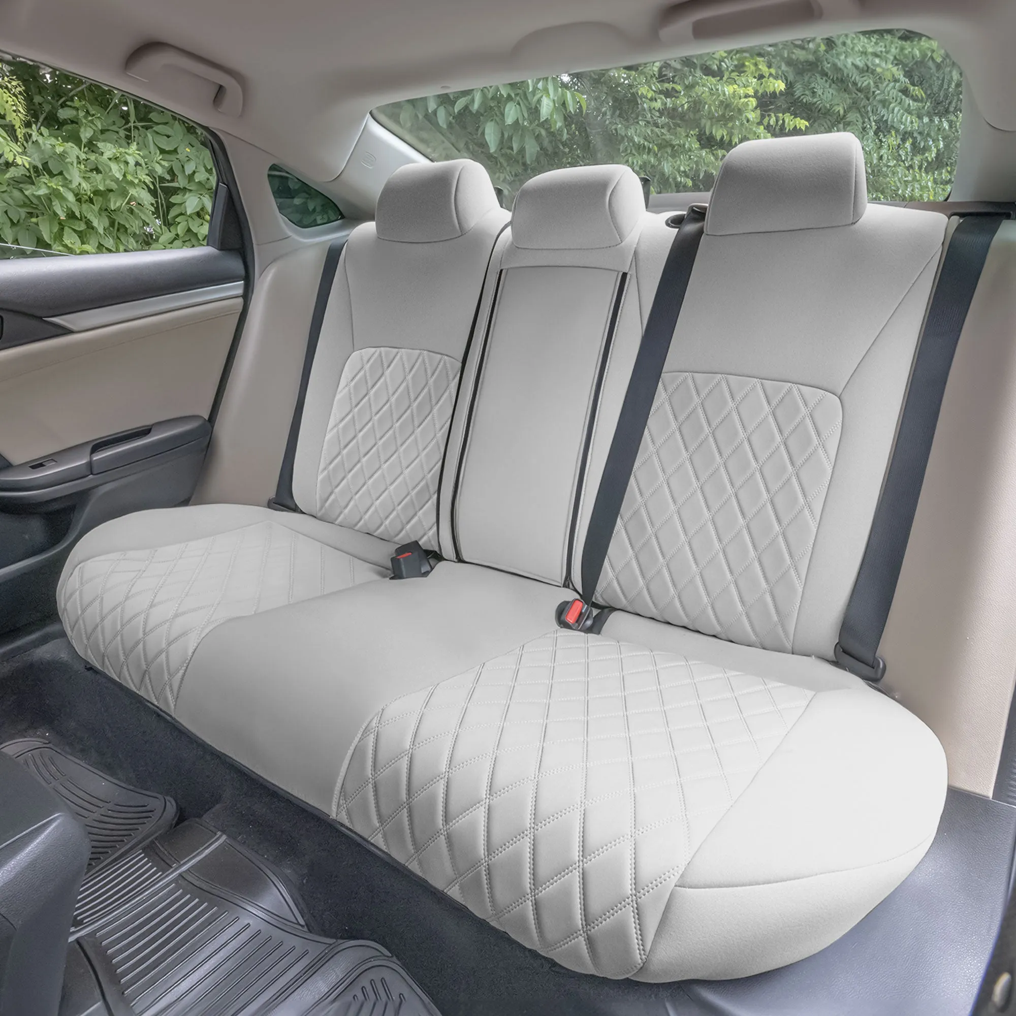 Honda Civic 2016 - 2025 Sedan Split Rear Set Seat Covers - Solid Gray Ultraflex Neoprene