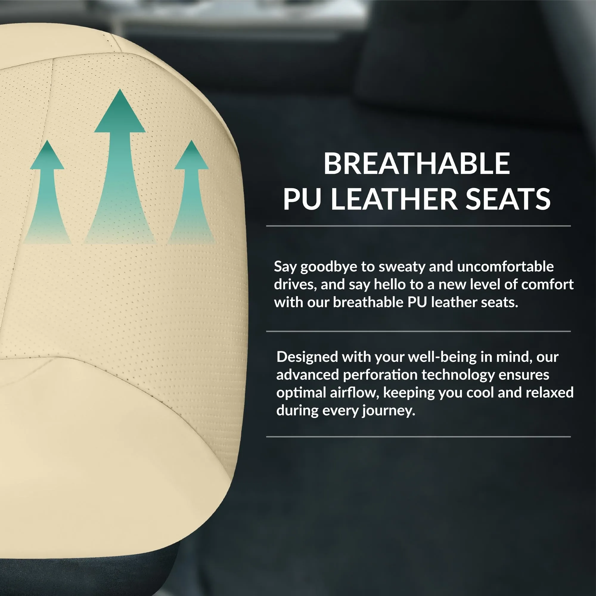 Honda CR-V 2017-2022 - Front Set Seat Covers -  Solid Beige Faux Leather