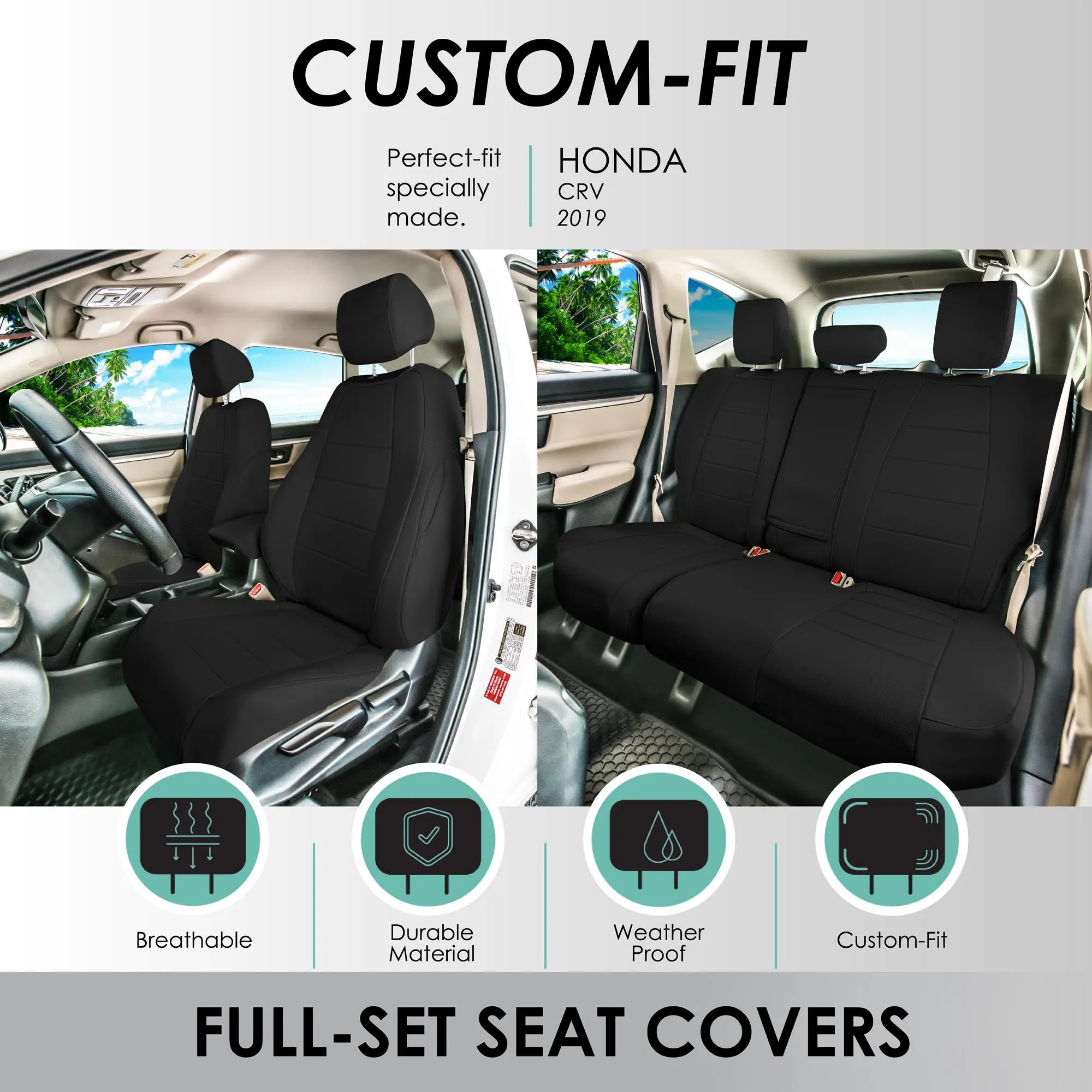 Honda CR-V 2017-2022 - Full Set Seat Covers - Black Faux Leather
