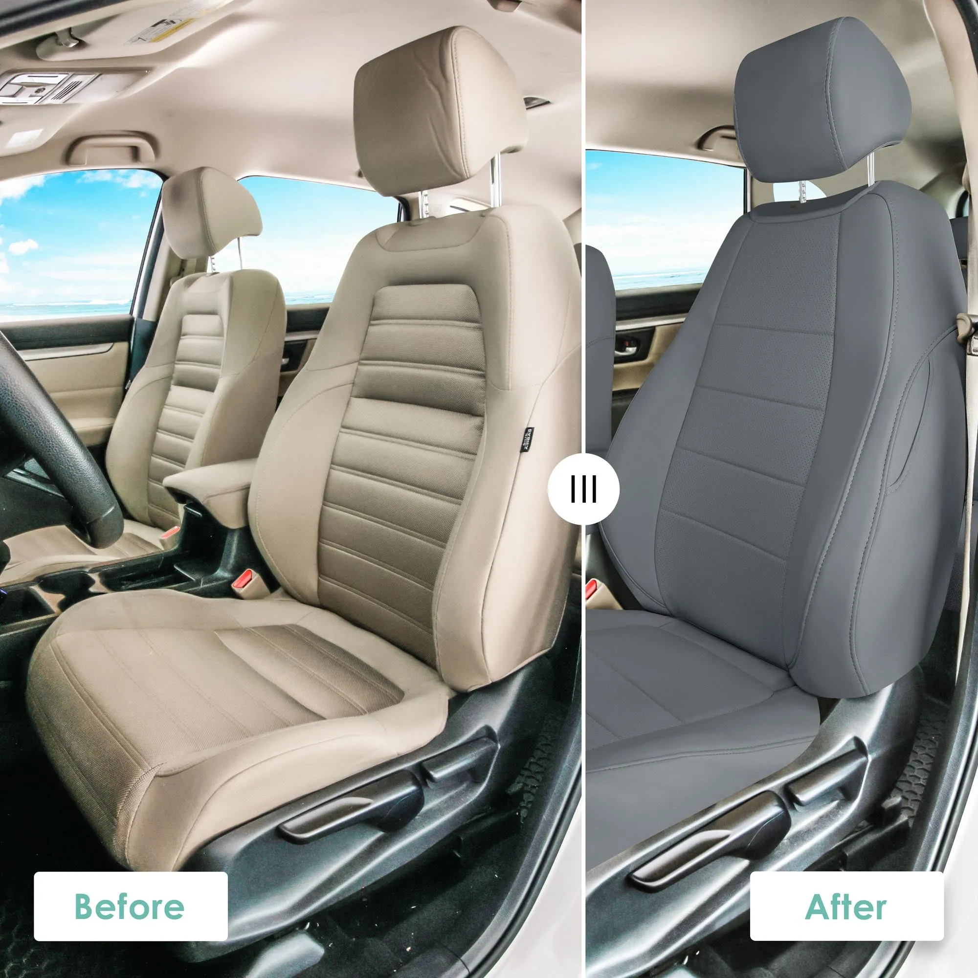 Honda CR-V 2017-2022 - Full Set Seat Covers - Gray Faux Leather