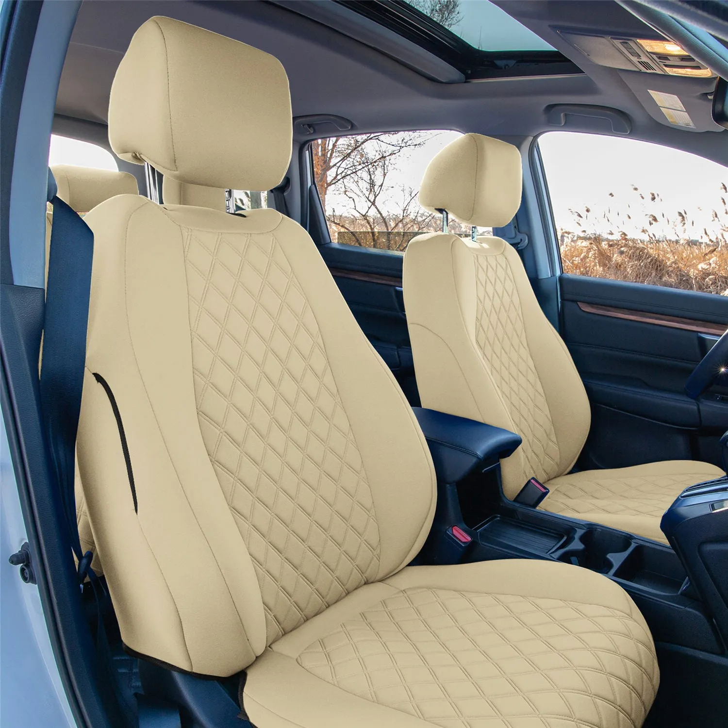 Honda CR-V 2017-2022 - Full Set Seat Covers -  Solid Beige Ultraflex Neoprene