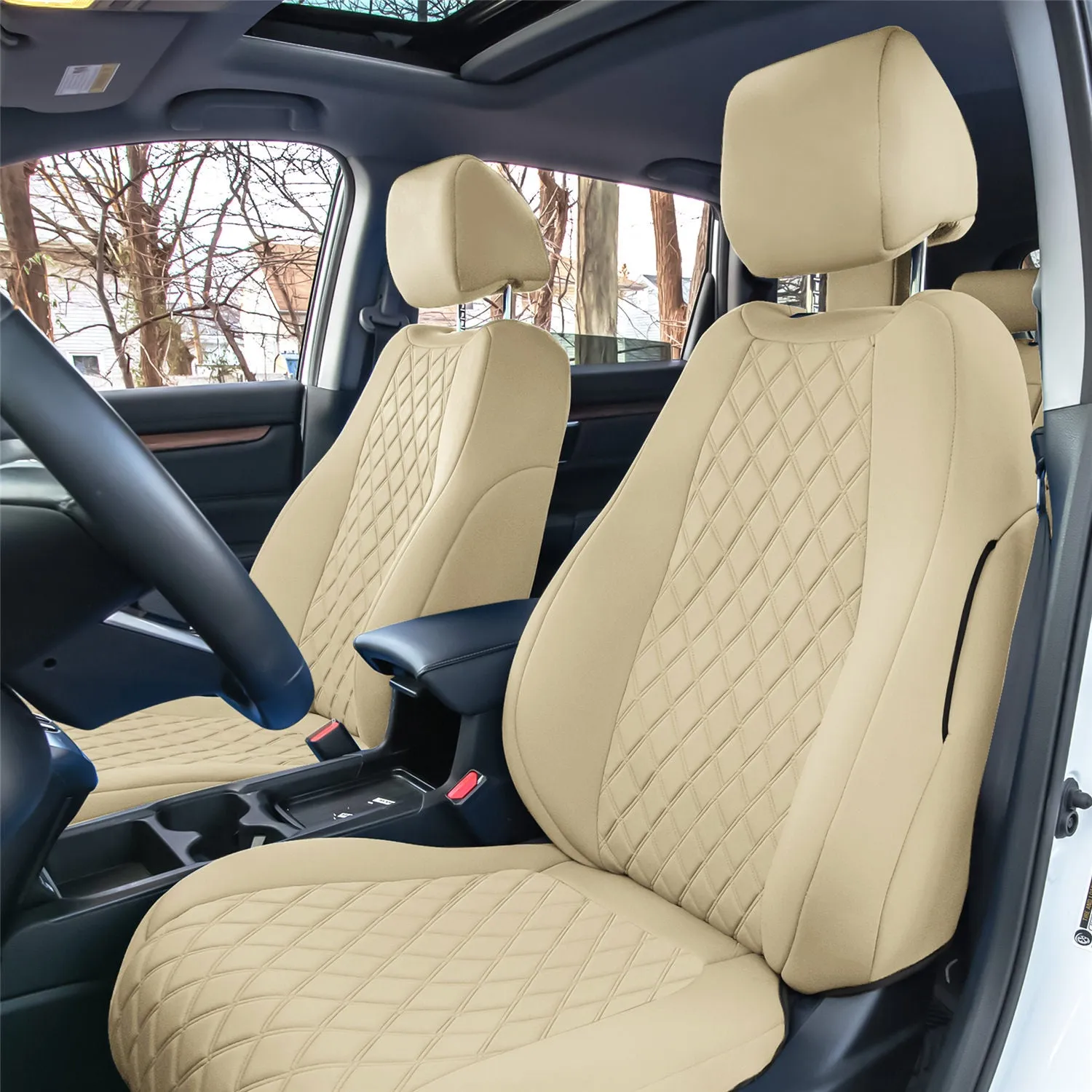 Honda CR-V 2017-2022 - Full Set Seat Covers -  Solid Beige Ultraflex Neoprene