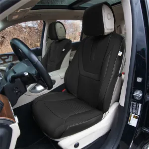 Hybrid70 Deluxe Faux Leather Car Seat Covers with Modern Pattern - Front Set Black