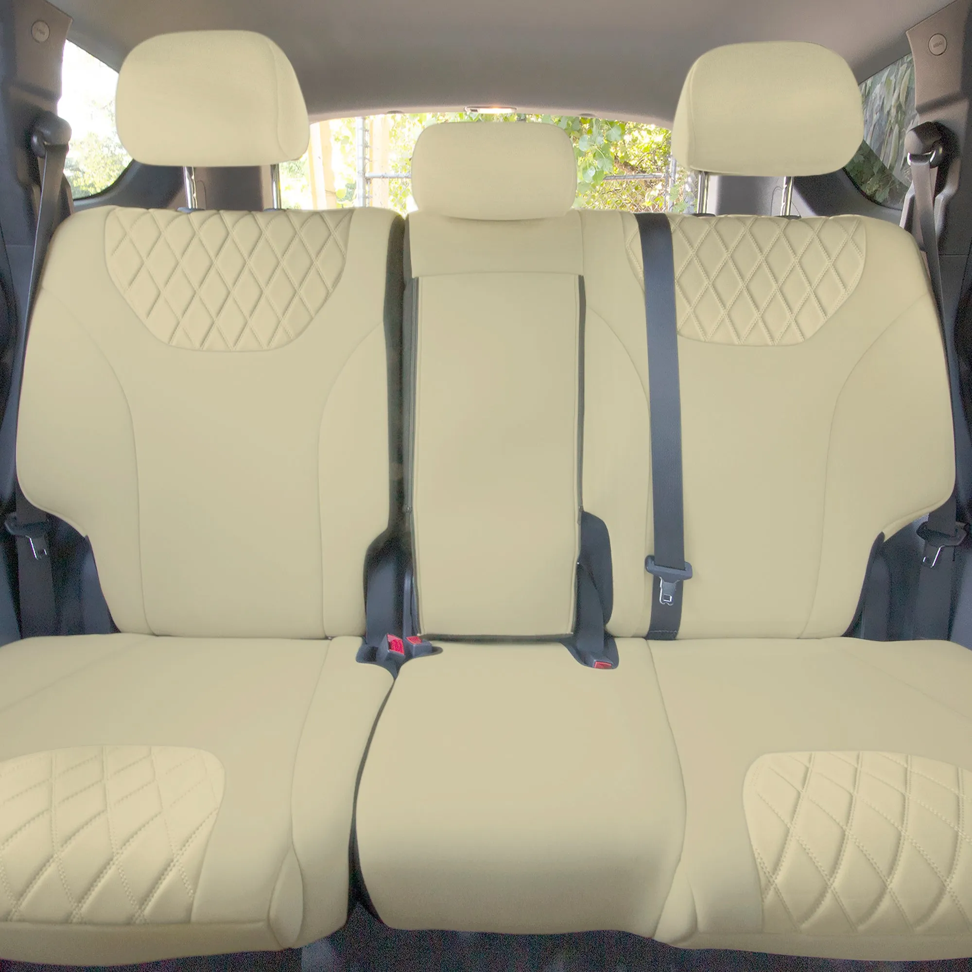Hyundai Santa Fe 2019 - 2023- Full Set Seat Covers - Solid Beige Ultraflex Neoprene