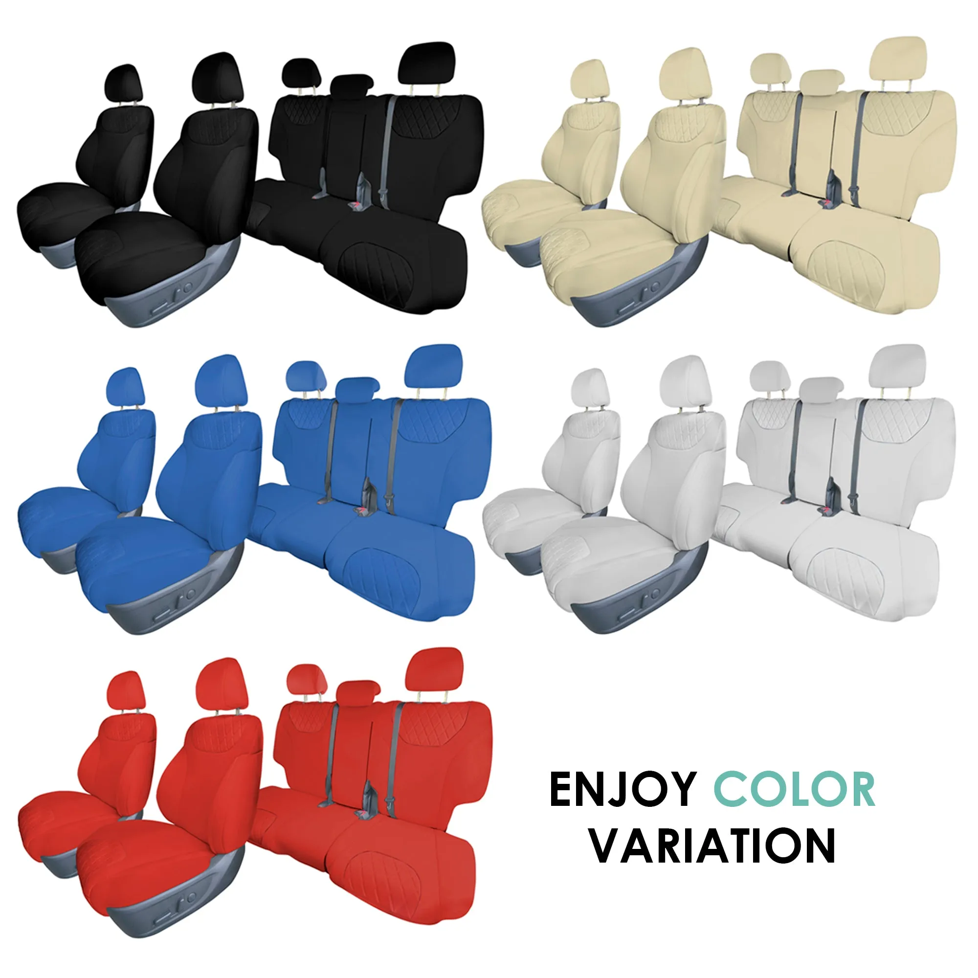 Hyundai Santa Fe 2019 - 2023- Full Set Seat Covers - Solid Blue Ultraflex Neoprene