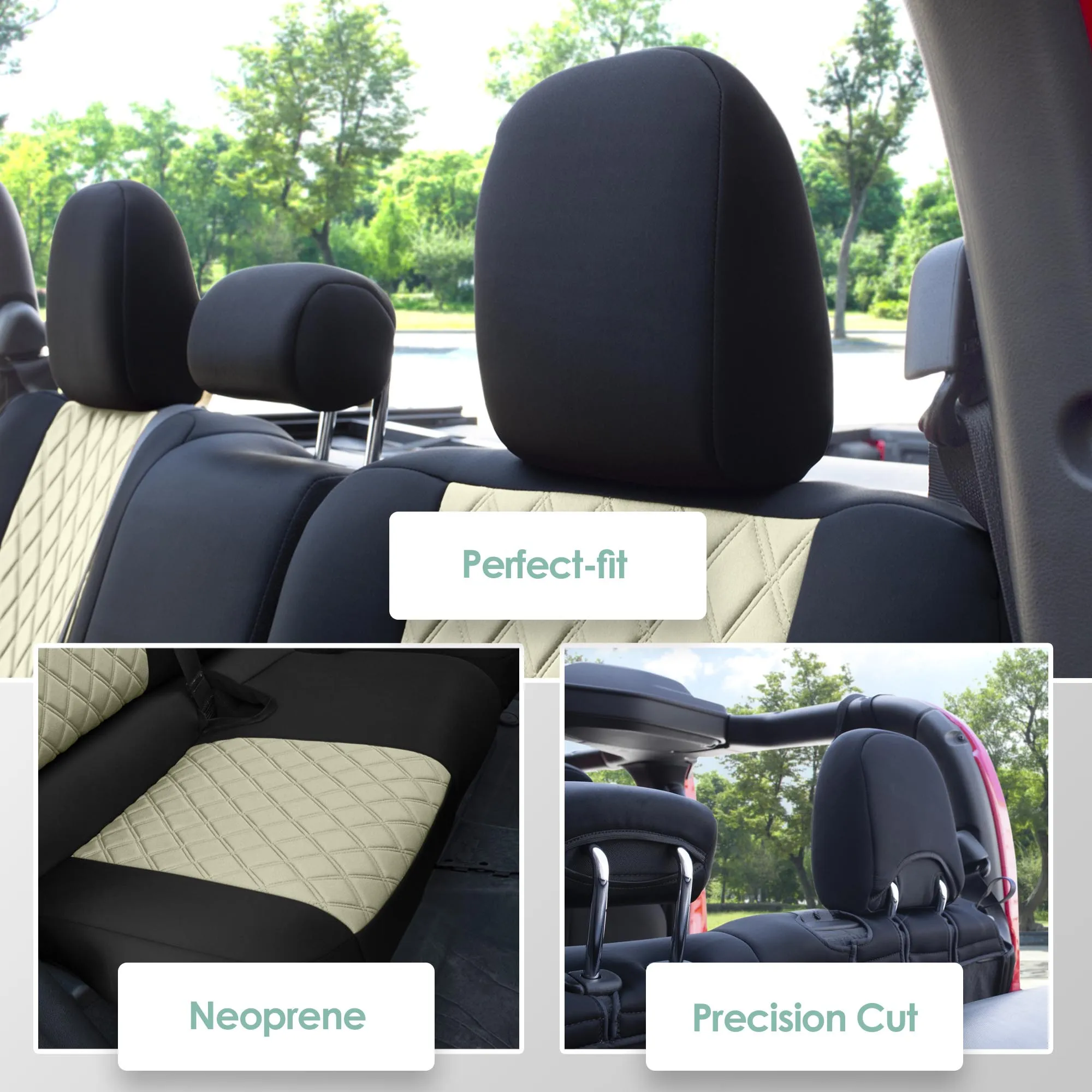 Jeep Gladiator JT 2020-2024  - Rear Set Seat Covers - Beige Ultraflex Neoprene