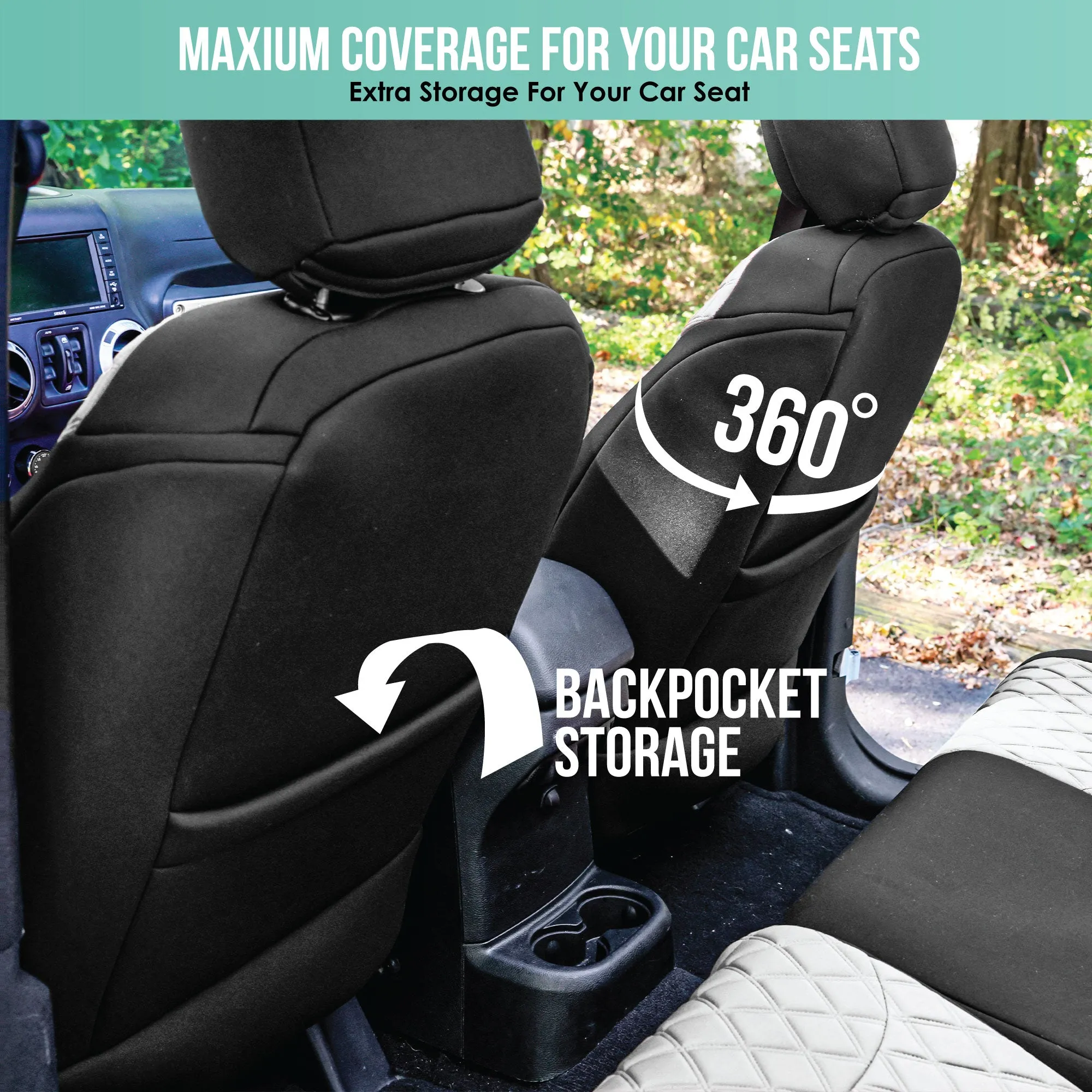 Jeep Wrangler JK 2 Door 2007-2017 -  Full Set Seat Covers - White Ultraflex Neoprene