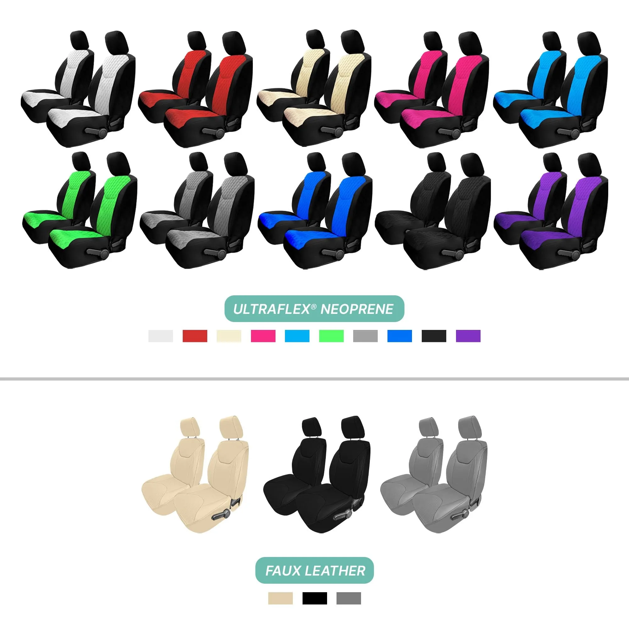 Jeep Wrangler JK 2007-2017 - Front Set Seat Covers - Black Faux Leather