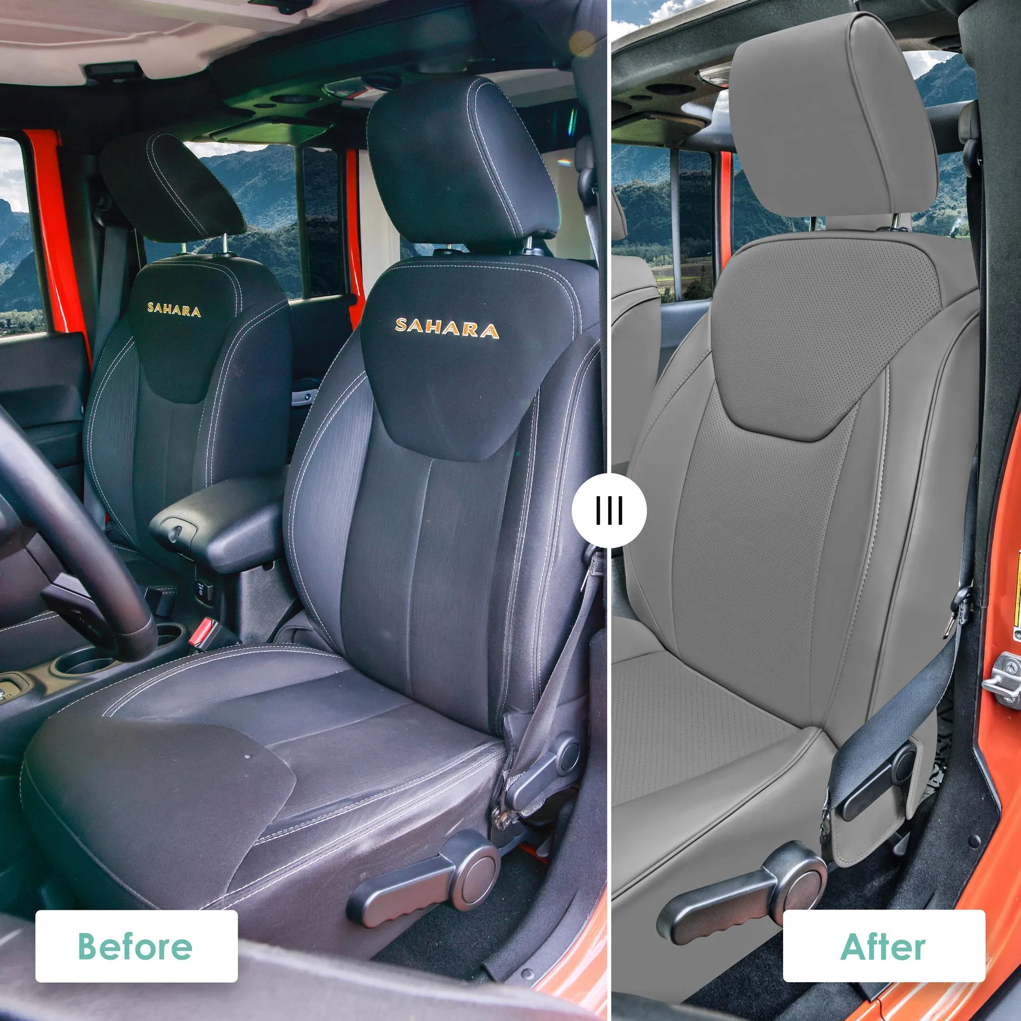 Jeep Wrangler JK 2007-2017 - Front Set Seat Covers - Solid Gray Faux Leather