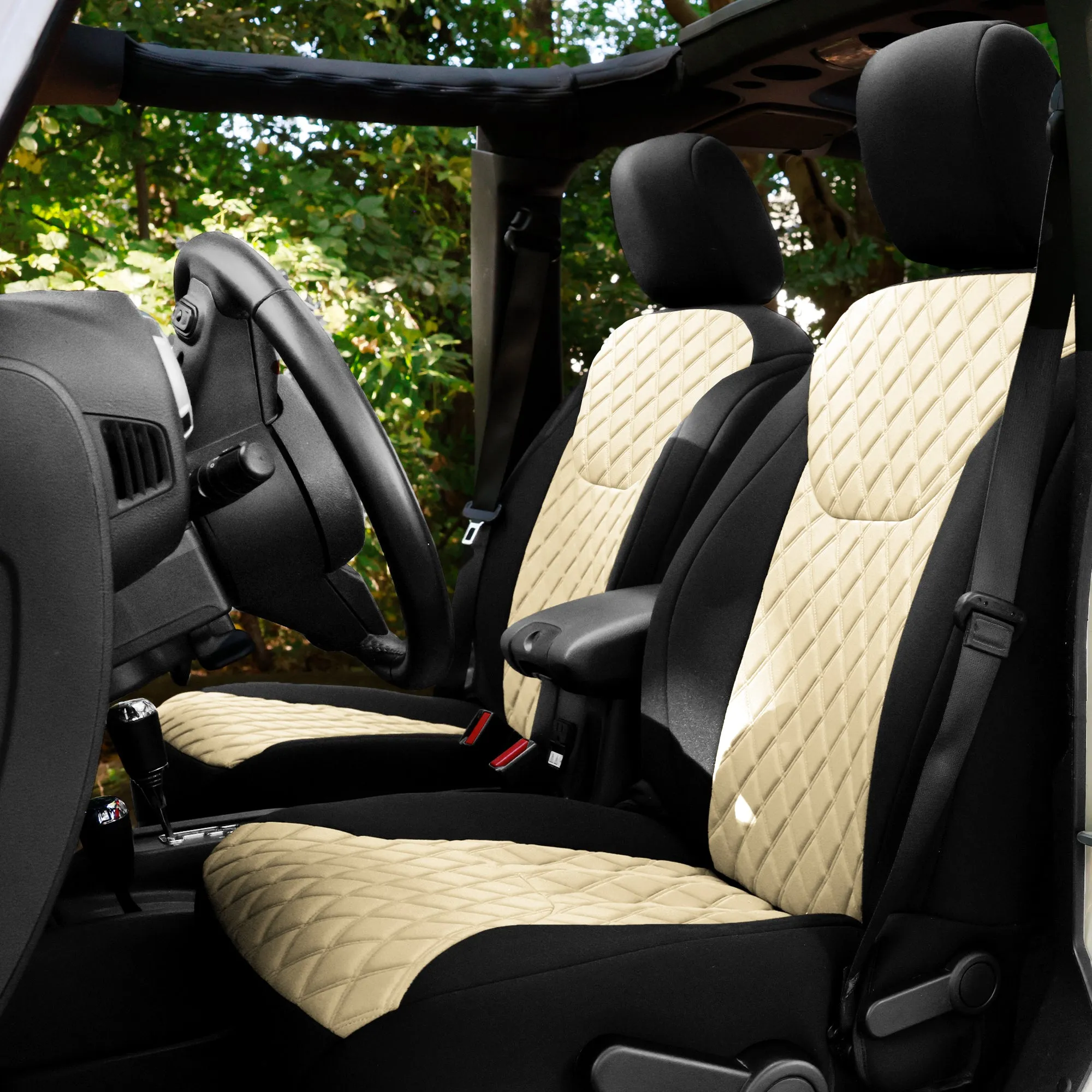 Jeep Wrangler JK 4-Door 2007-2017 -  Full Set Seat Covers - Beige Ultraflex Neoprene