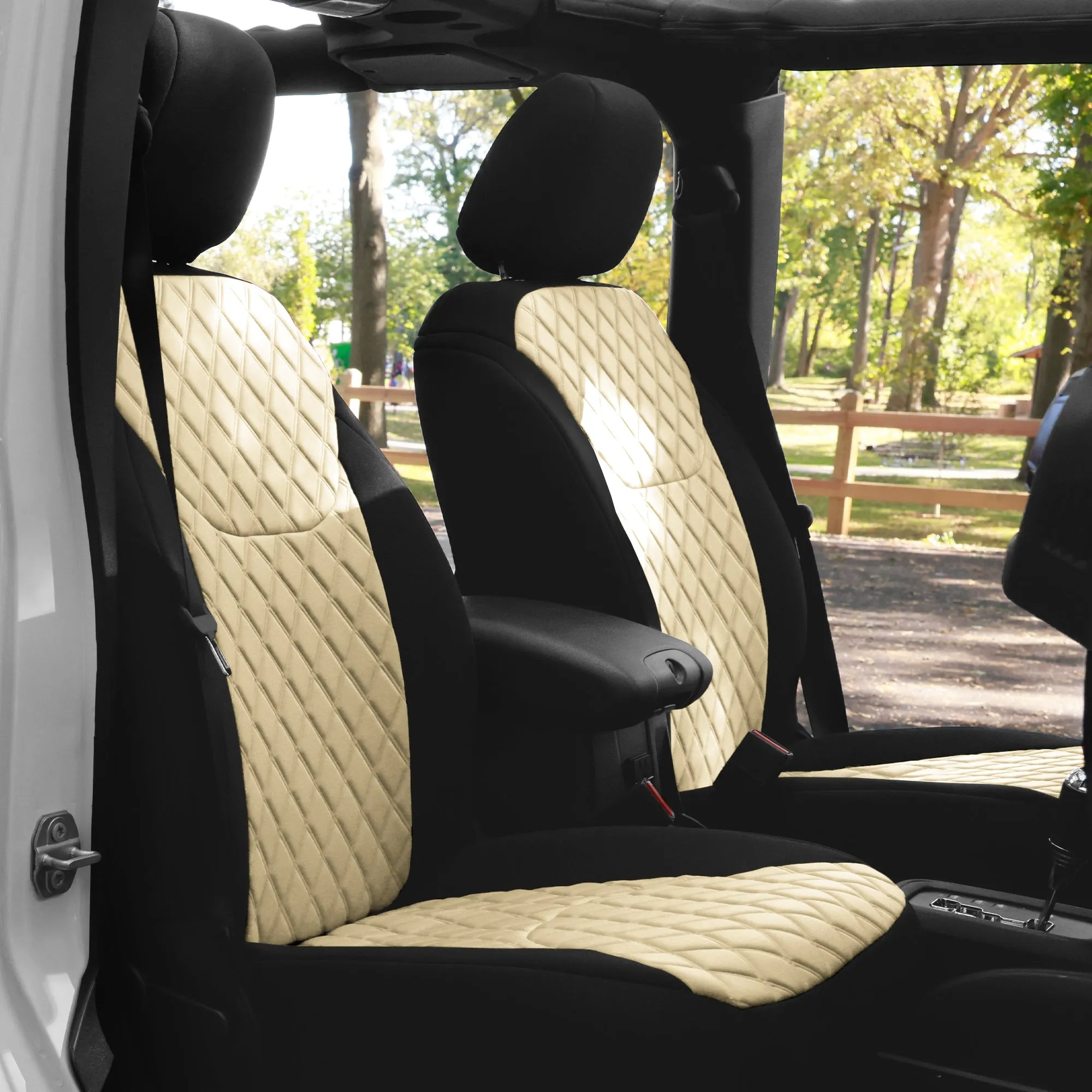 Jeep Wrangler JK 4-Door 2007-2017 -  Full Set Seat Covers - Beige Ultraflex Neoprene