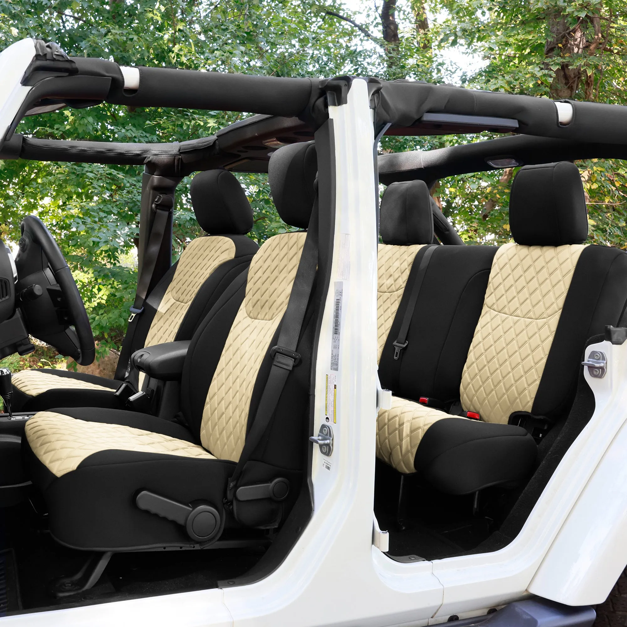 Jeep Wrangler JK 4-Door 2007-2017 -  Full Set Seat Covers - Beige Ultraflex Neoprene