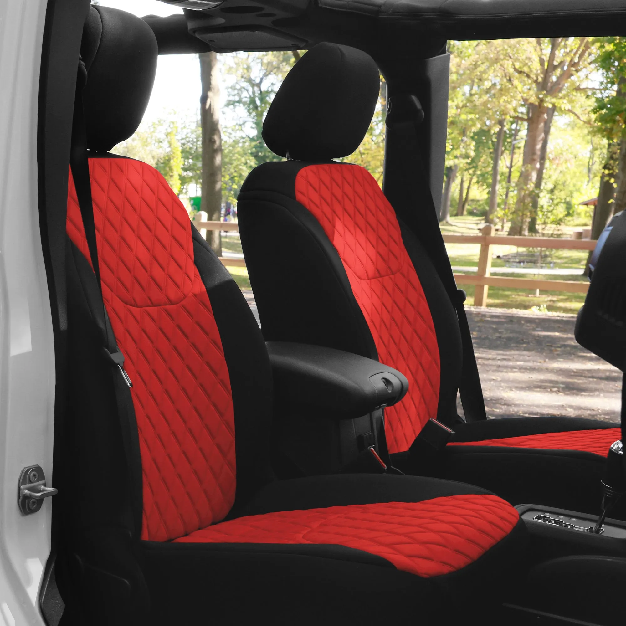 Jeep Wrangler JK 4-Door 2007-2017 -  Full Set Seat Covers - Red Ultraflex Neoprene