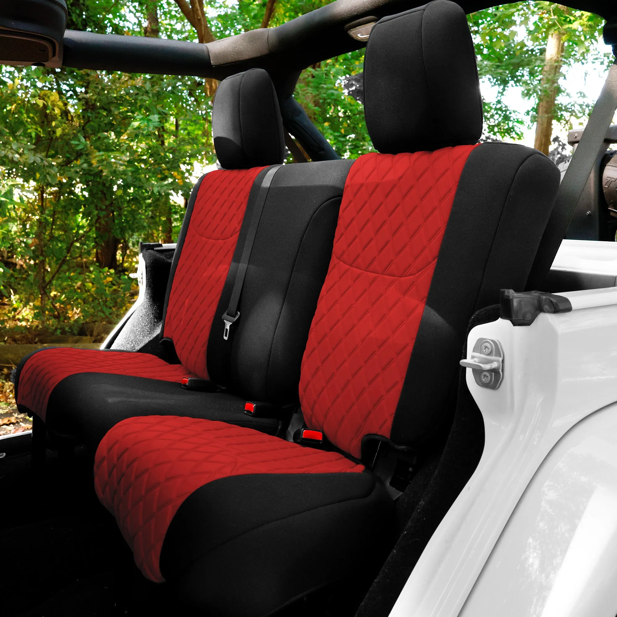 Jeep Wrangler JK 4-Door 2007-2017 -  Full Set Seat Covers - Red Ultraflex Neoprene