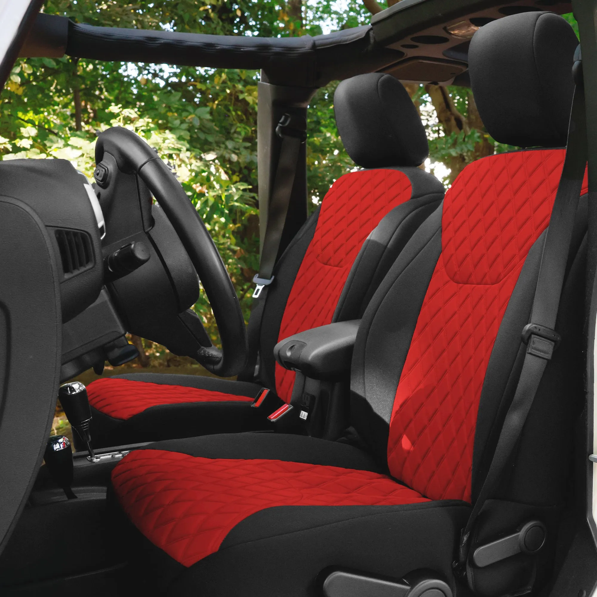 Jeep Wrangler JK 4-Door 2007-2017 -  Full Set Seat Covers - Red Ultraflex Neoprene