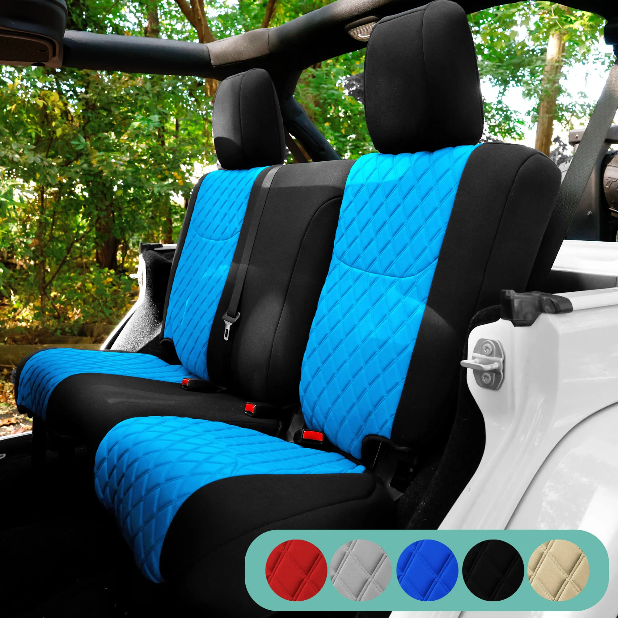 Jeep Wrangler JK 4-Door 2007-2017 -  Rear Set Seat Covers - Aqua Ultraflex Neoprene