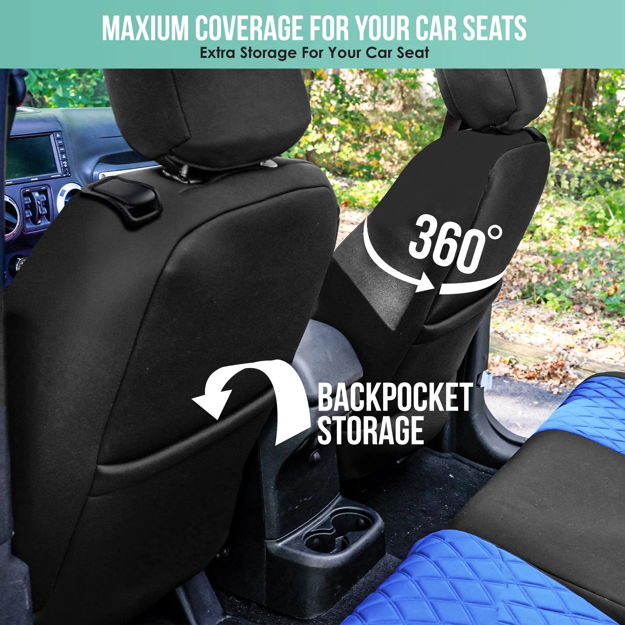 Jeep Wrangler JL 2-Door 2018-2023 -  Full Set Seat Covers - Blue Ultraflex Neoprene