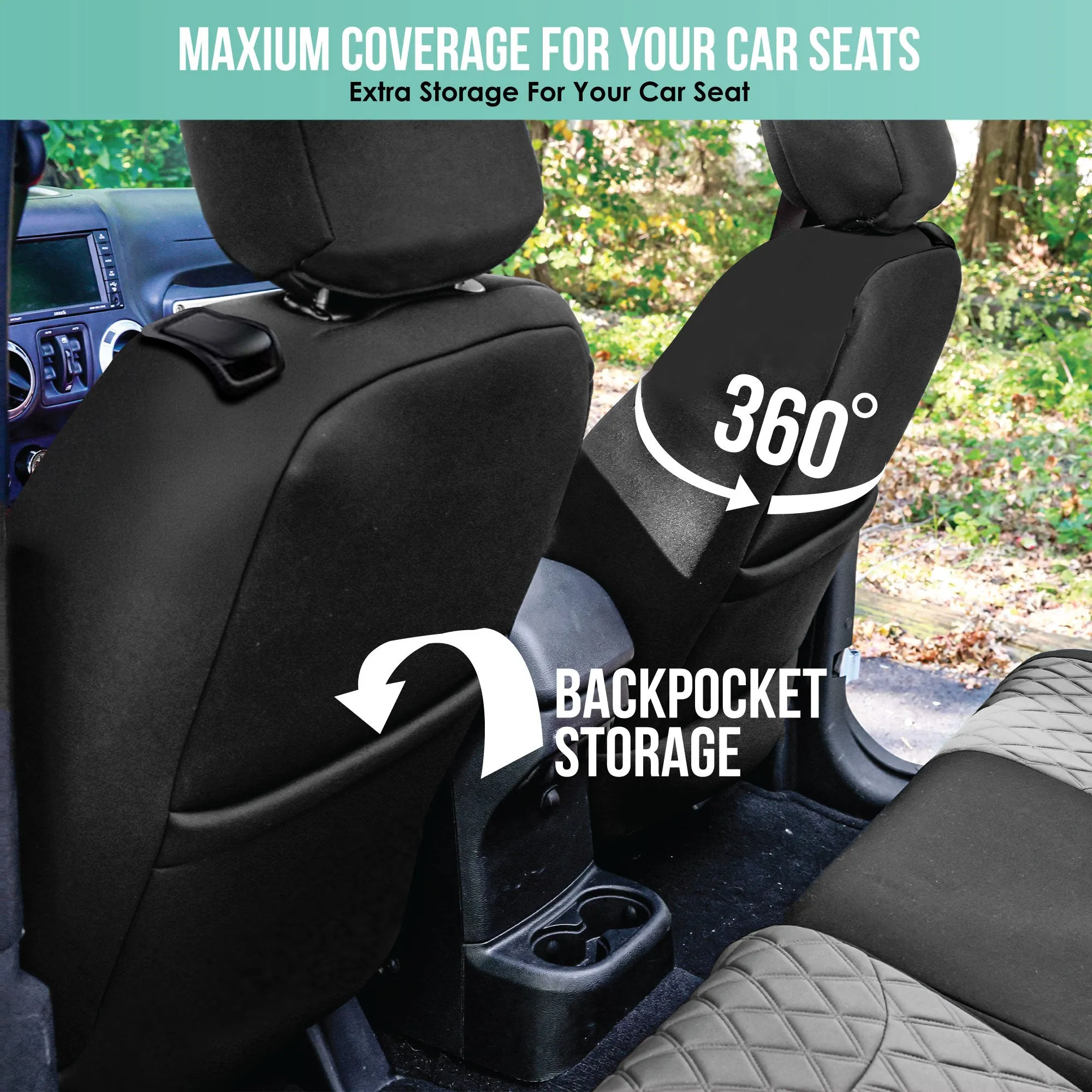 Jeep Wrangler JL 2-Door 2018-2023 -  Full Set Seat Covers - Gray Ultraflex Neoprene