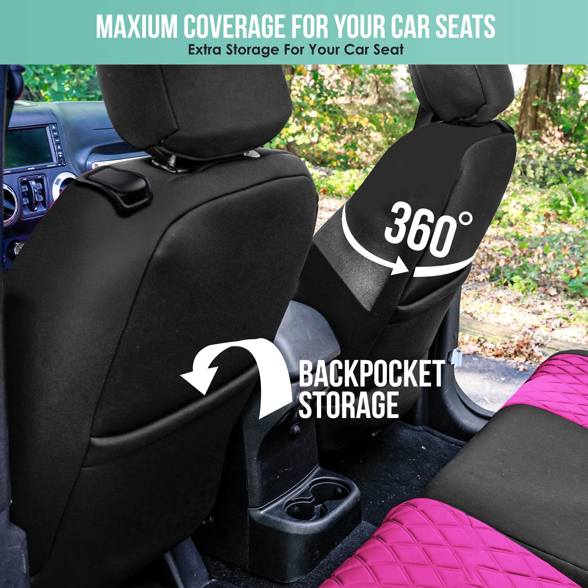 Jeep Wrangler JL 2-Door 2018-2023 -  Full Set Seat Covers - Pink Ultraflex Neoprene