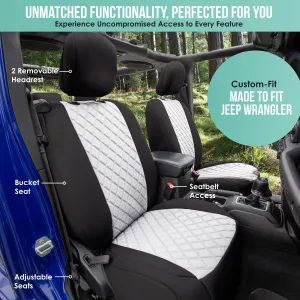 Jeep Wrangler JL 2-Door 2018-2023 -  Full Set Seat Covers - White Ultraflex Neoprene